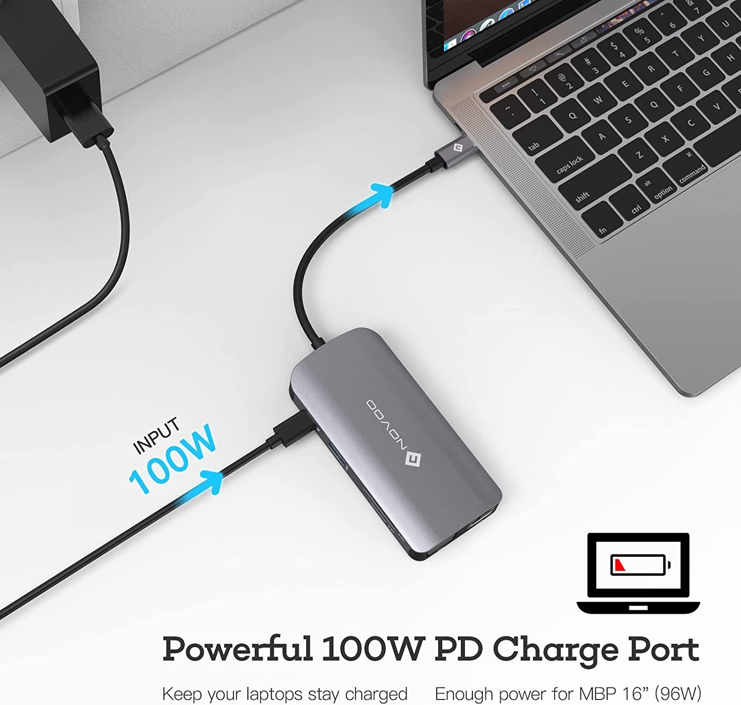 NOVOO 11 in 1 Adapter für technische Geräte, Alle wichtigen Anschlüsse USB-Adapter USB-C zu 2xUSB 3.0, Type-C PD Charge, VGA, Ethernet, 2xHDMI, SD&TF, 2xUSB 2.0, USB-C Adapter
