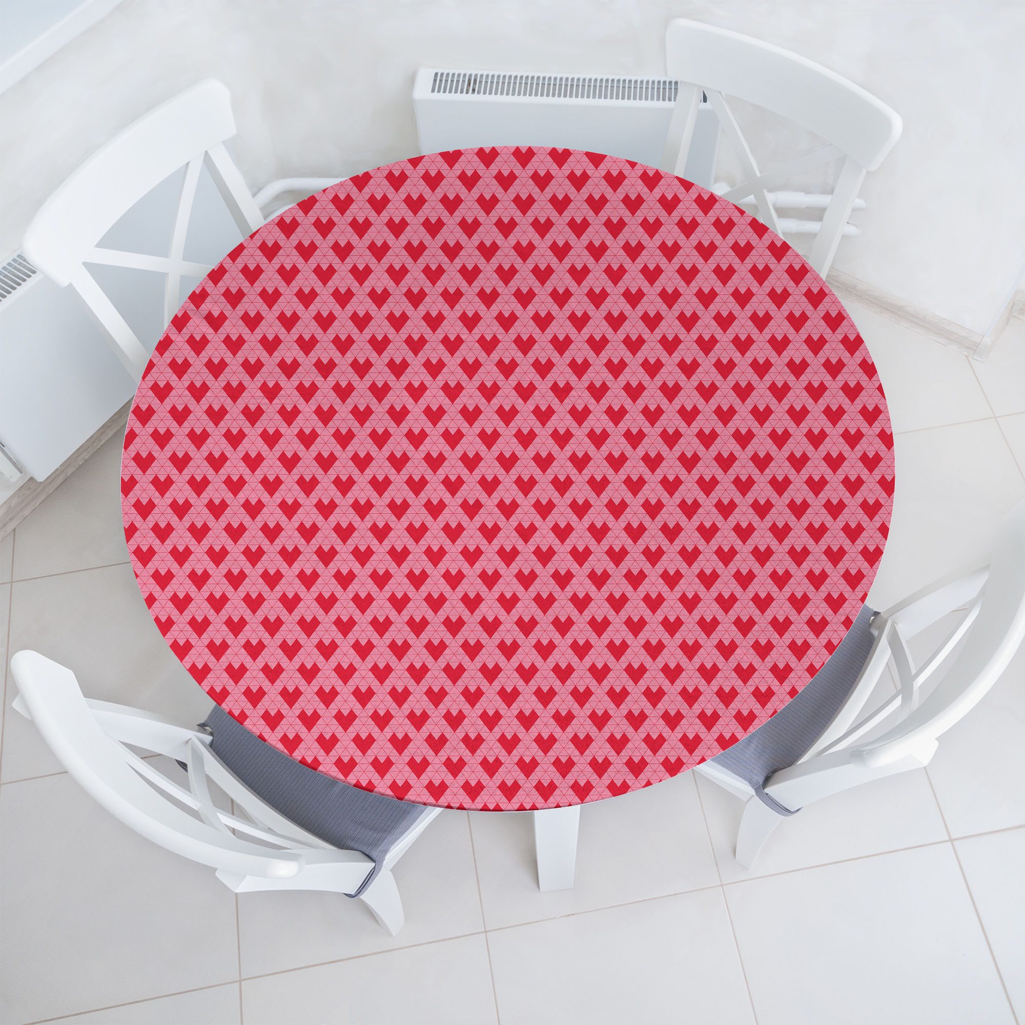 Abakuhaus Tischdecke Rundum-elastische Stofftischdecke, Valentinstag Triangular Herzen