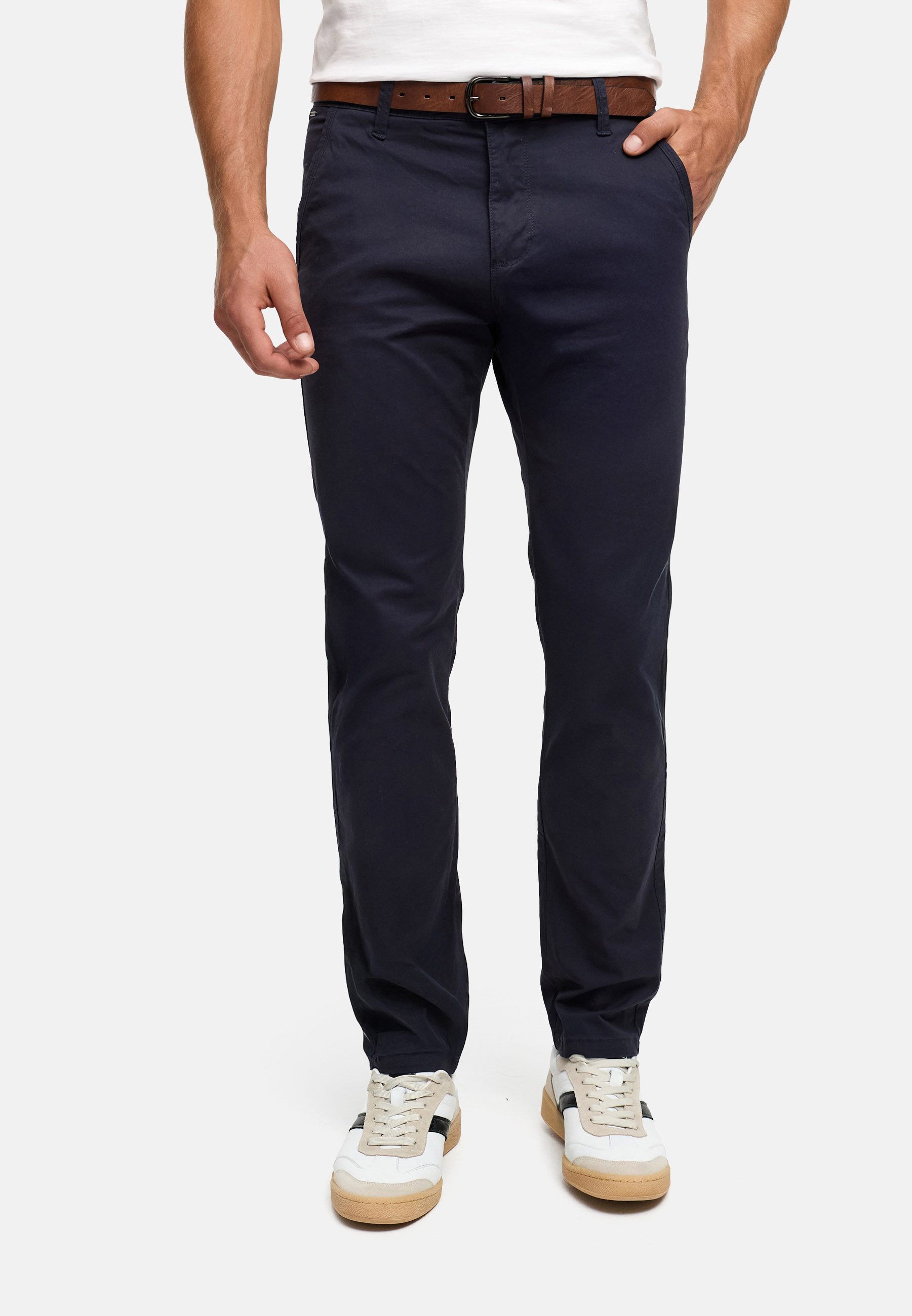 INDICODE Chinohose Herren INPilli Regular-Fit Baumwollhose mit schmaler Passform mit praktischem, integriertem Gürtel
