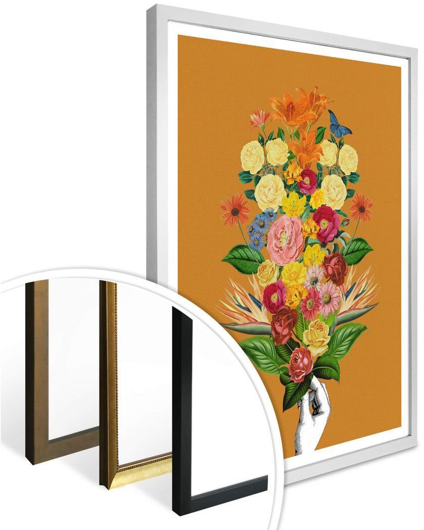 Poster St) (1 Wall-Art Gelb, Schriftzug Botanical