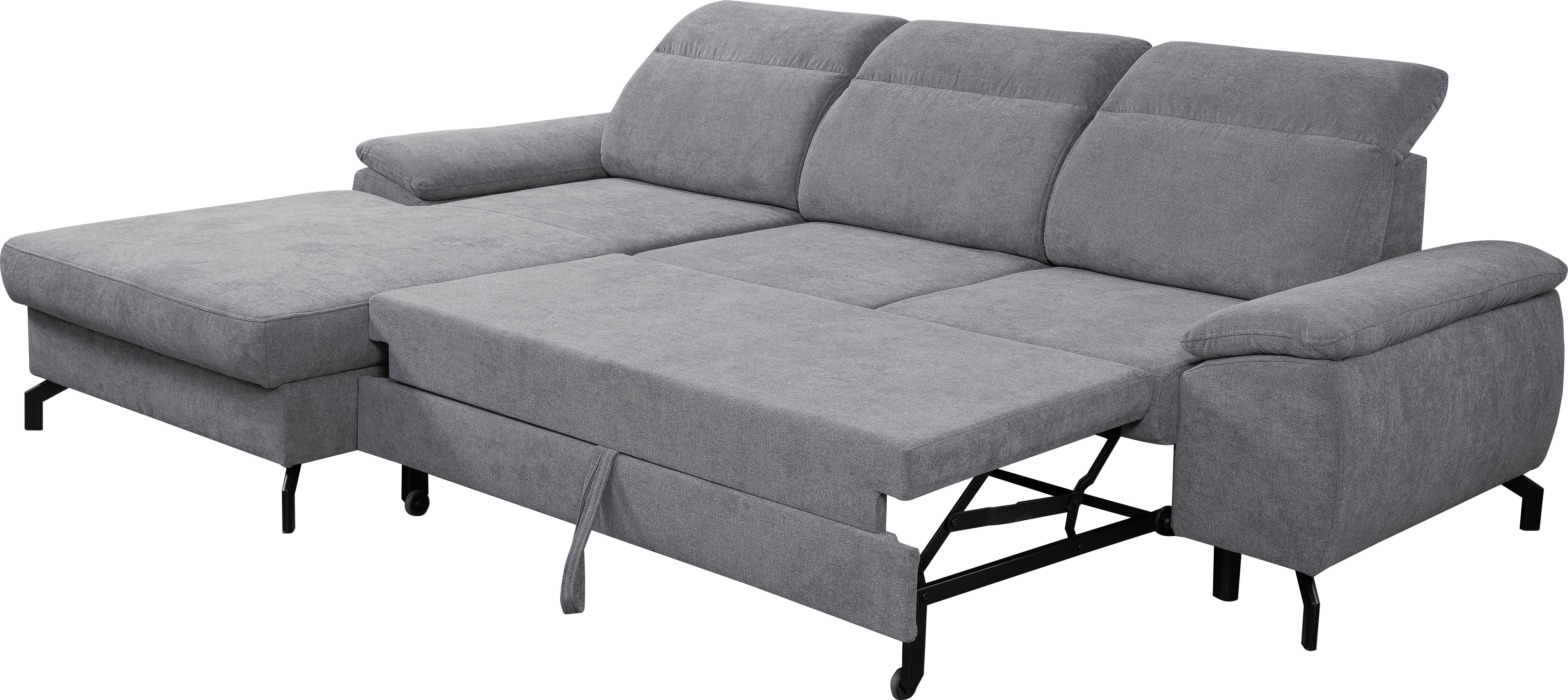 | Grau Sofa Bettkasten, Ecksofa WERK2 Grau | Panama, Kopfteile Schlaffunktion, verstellbar mit Modernes Grau
