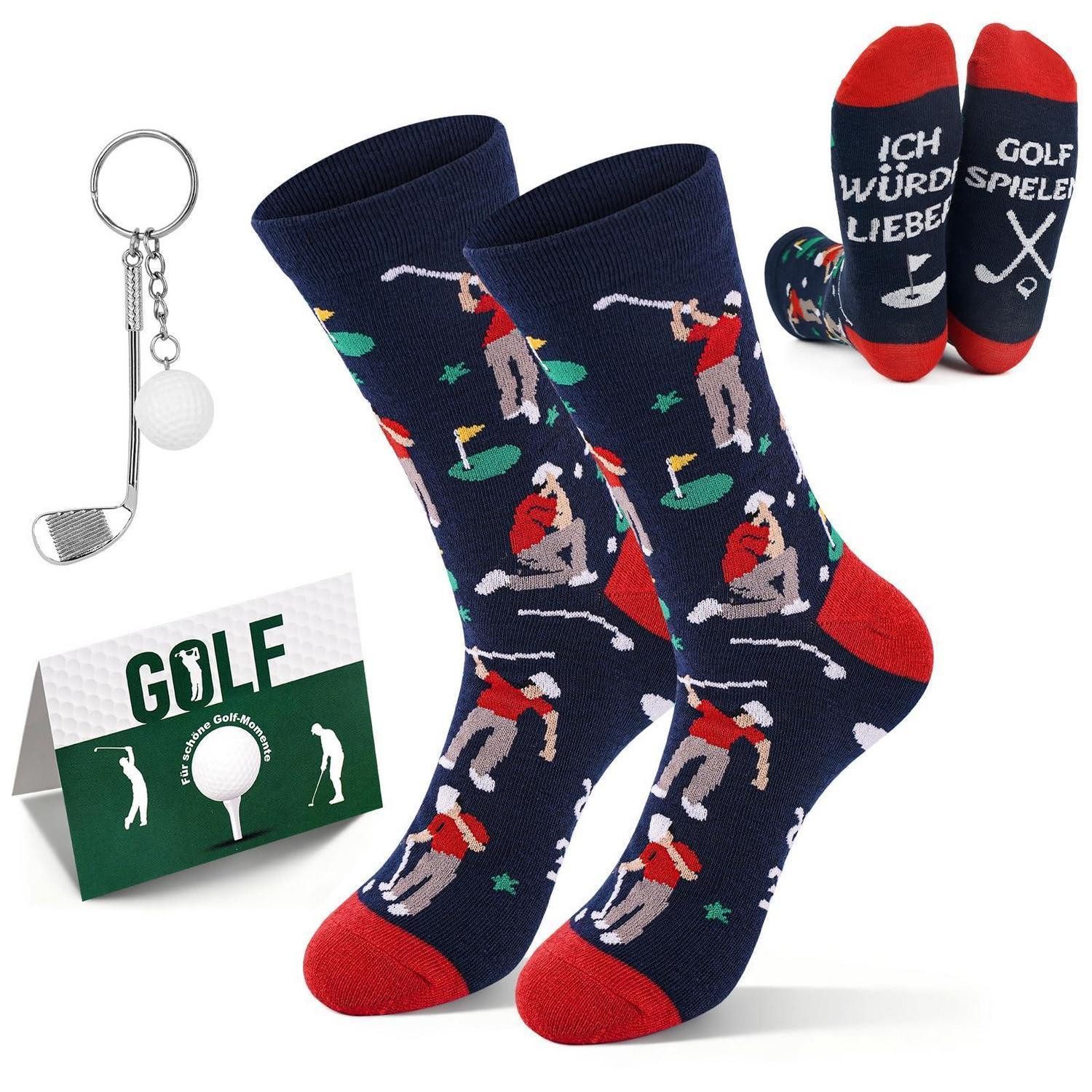 LuxusKollektion Socken Golf Geschenkset Herren Socken & Schlüsselanhänger