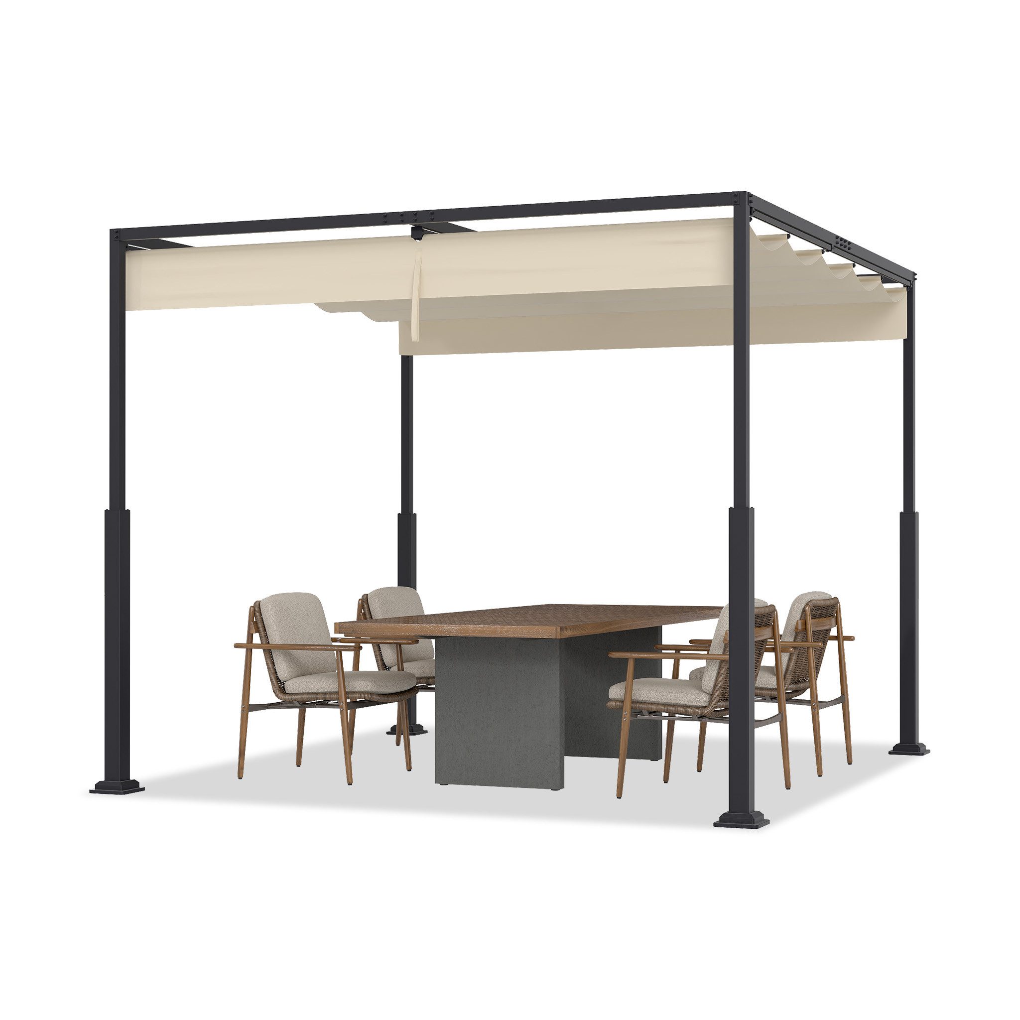 FIVMEN Pergola Gartenpavillon mit Schiebedach Terrassendachung aus Metall