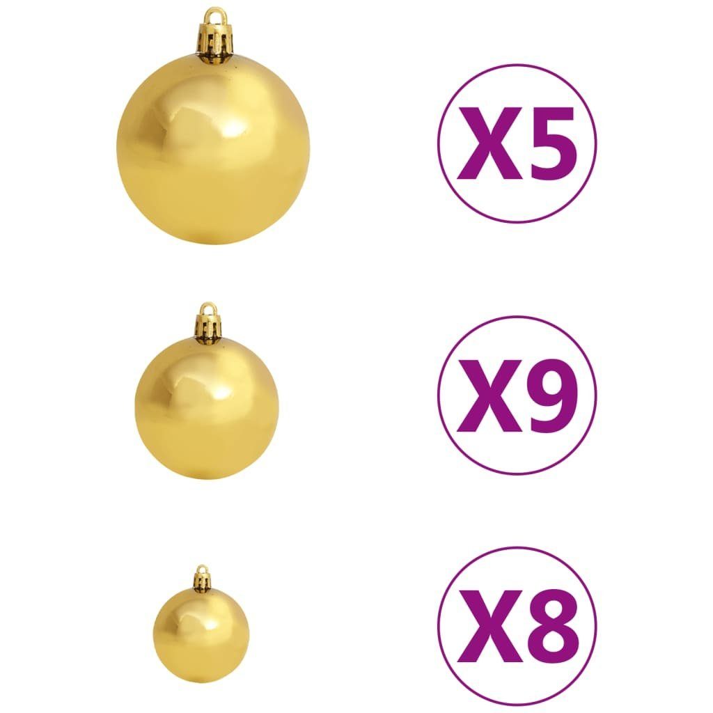 LEDs (61-tlg) Weihnachtskugeln 150 61-tlg. vidaXL Christbaumschmuck gold bronze and Weihnachtsbaumspitze mit