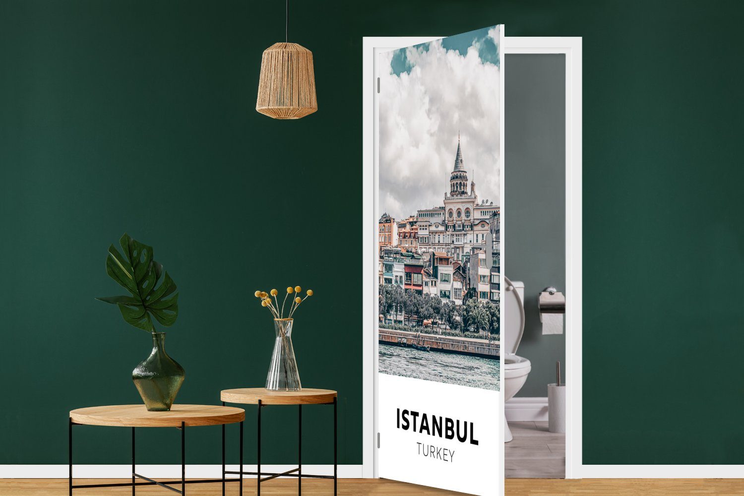 MuchoWow Türtapete Türkei - - Tür, (1 Wasser, für St), Architektur bedruckt, - Türaufkleber, cm Fototapete Istanbul 75x205 Matt