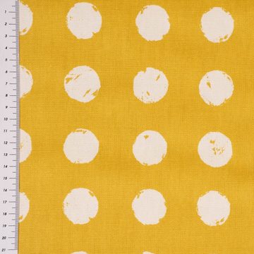 Prestigious Textiles Stoff Panama Dekostoff Baumwollstoff Zero Saffron Punkte gelb weiß 140cm, pflegeleicht