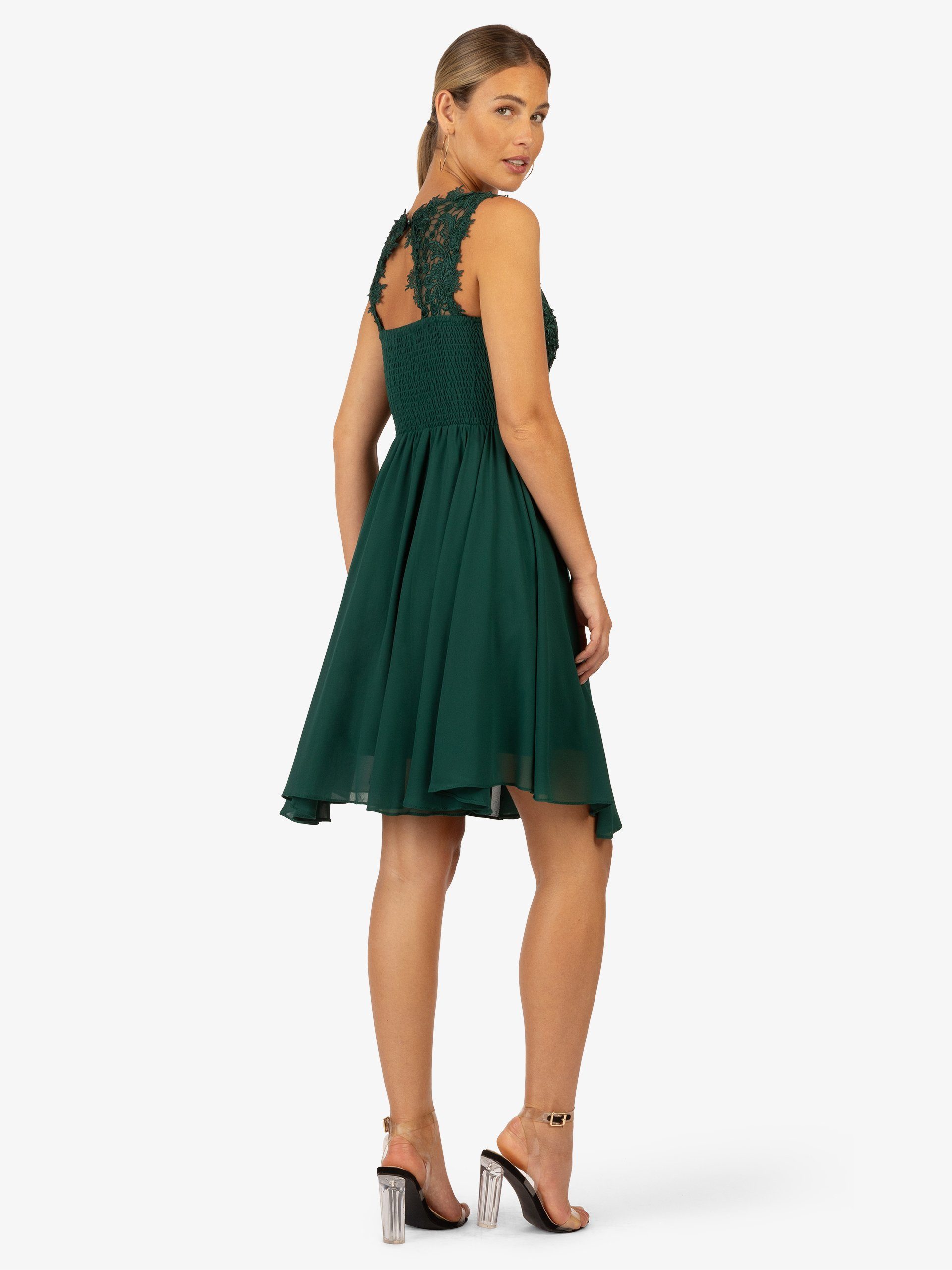 Kraimod weitem Rockpart zartem Chiffon emerald Cocktailkleid aus mit