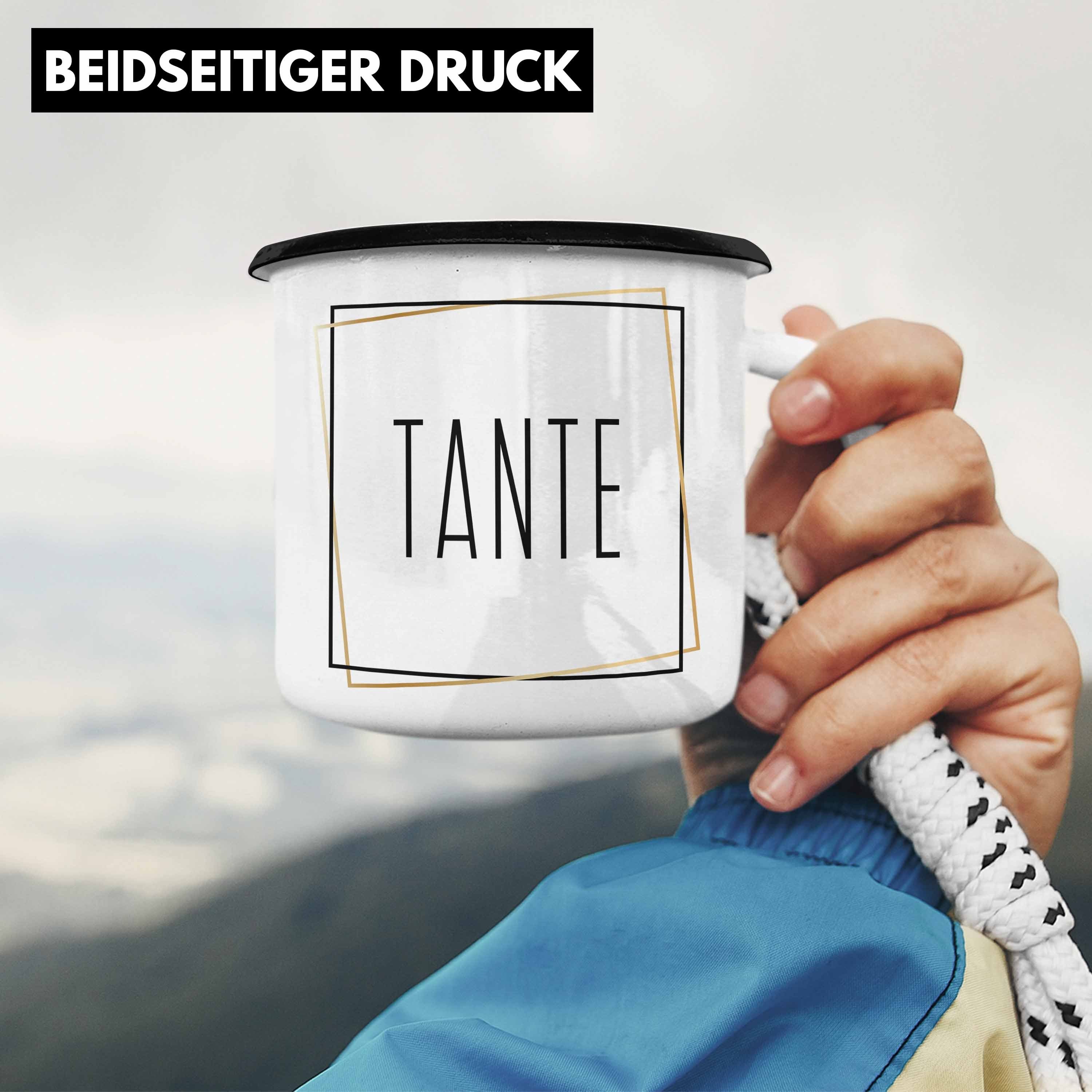 Tante Trendation - Du Wirst Emaille Thermotasse Trendation Tante Beste Schwarz Tasse Geschenkidee Tante Geschenk