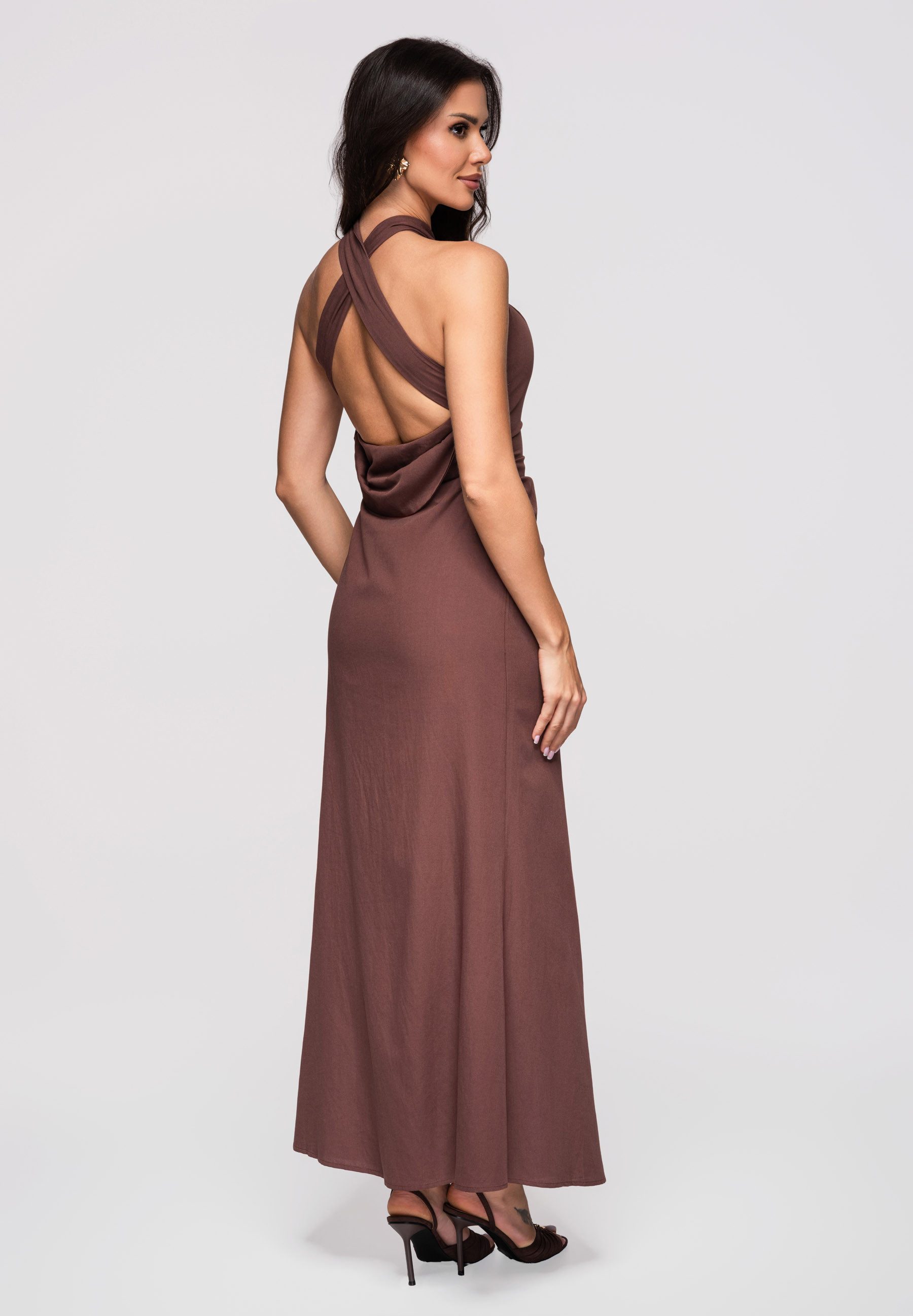 OMBRE Abendkleid Dress LA-OM-DLR369 green XS Braun S (kein Set, 1-tlg)