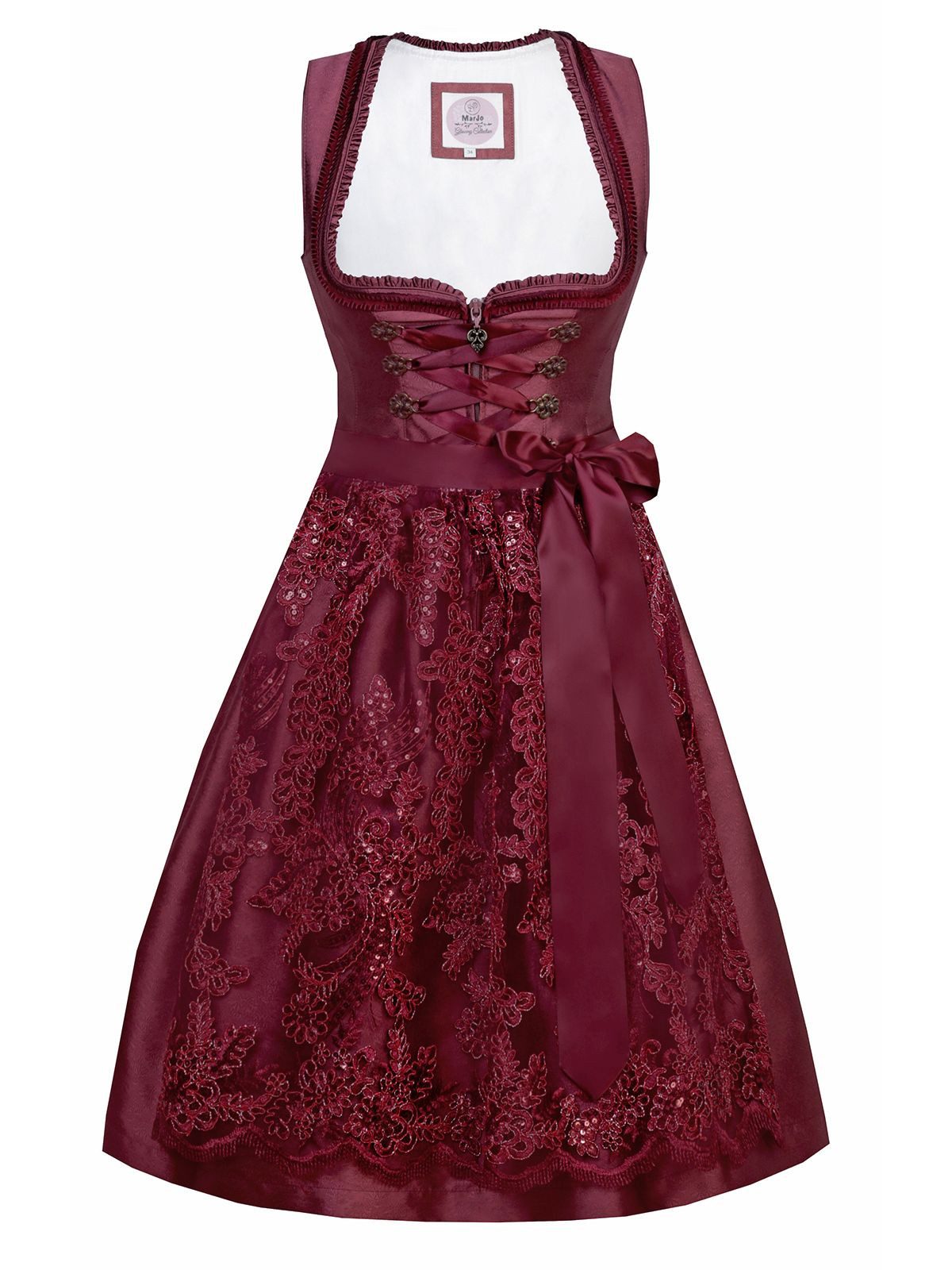 MARJO Trachtenkleid Mini Dirndl 2tlg. 50 cm MIA bordeaux mehr