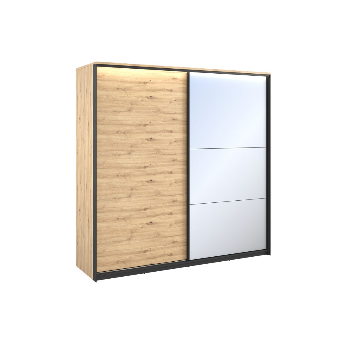 Compleo Kleiderschrank Kleiderschrank Lima, 2-türig Schwebetürenschrank, mit Spiegel (LIMA)