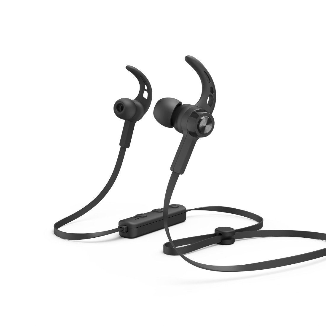Hama Sport Bluetooth®-Kopfhörer 5.0 Schwarz, Mikrofon, Reichweite 10m Bluetooth-Kopfhörer (Freisprechfunktion, Sprachsteuerung, Google Assistant, Siri, A2DP Bluetooth, AVRCP Bluetooth, HFP, In Ear, Sprachassistenten, Lautstärkeregler und Rufannahmetaste) | Kopfhörer