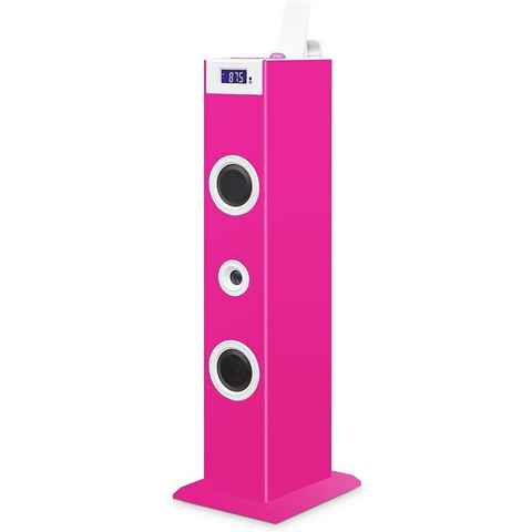 BigBen Sound Tower TW5 Stereoanlage (inkl. Mikrofon, USB-Anschluss und Fernbedienung, pink)