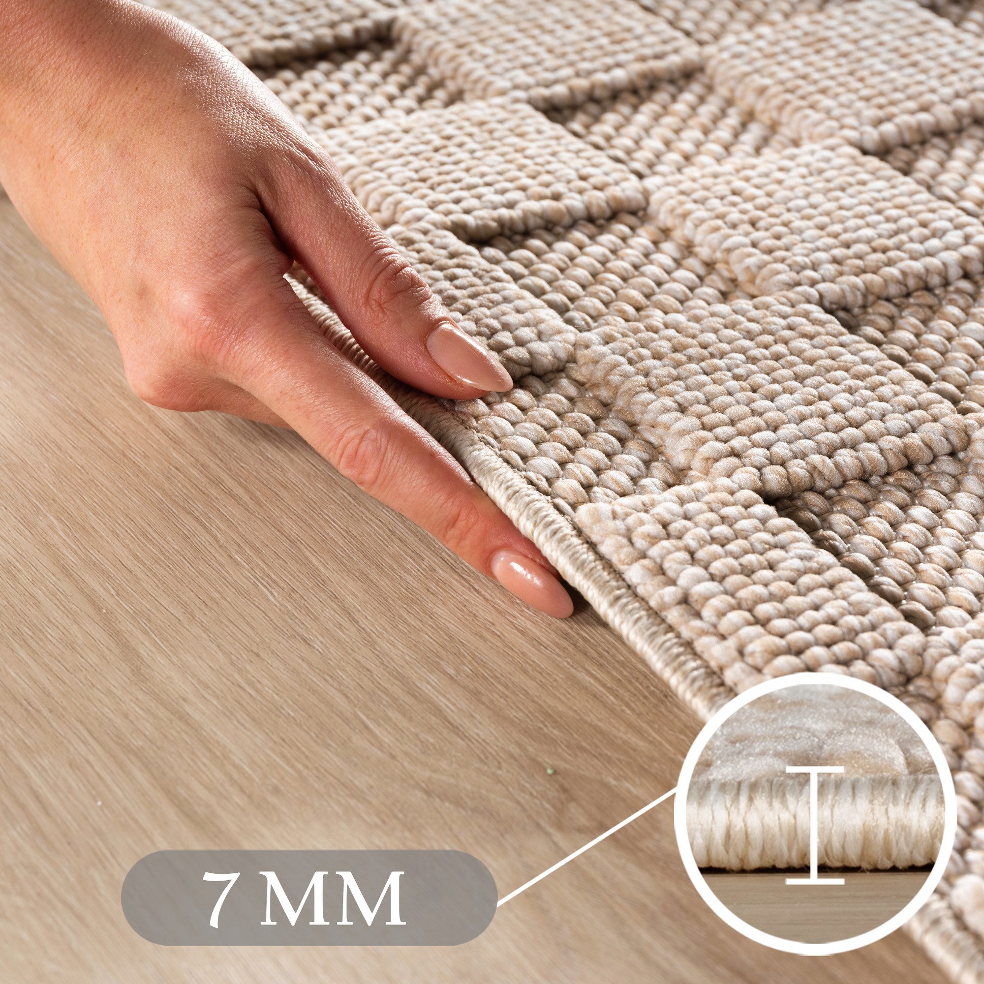 SIMPEX24 Designteppich Einfarbig Boucle Loop, Rechteckig, Höhe: 7 mm, Teppich Wohnzimmer, Schlafzimmer, Gästezimmer