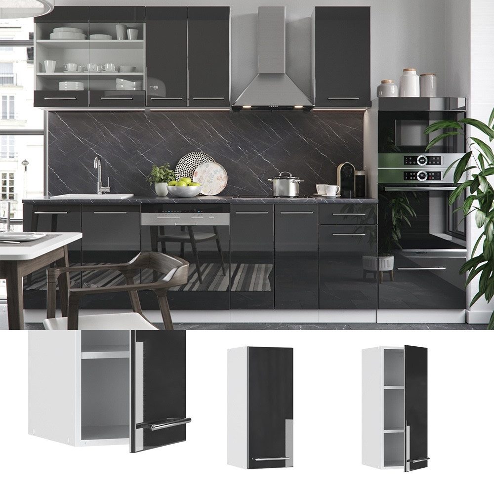 Vicco Hängeschrank Fame-Line, Anthrazit Hochglanz/Weiß, 30 cm (1-St)
