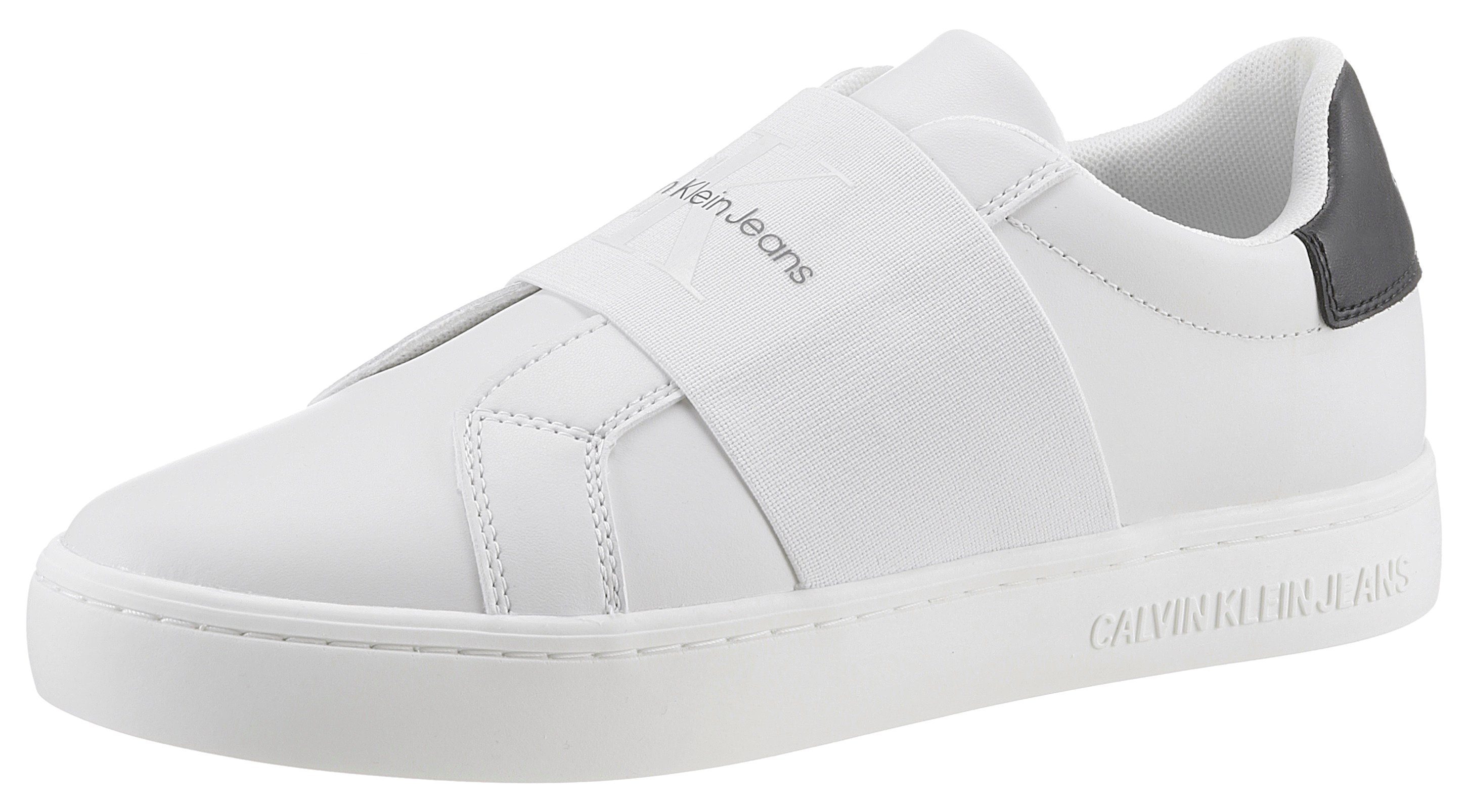 Calvin Klein Jeans CASUAL CUPSOLE ELASTIC LTH Slip-On Sneaker in schmaler Form weiß