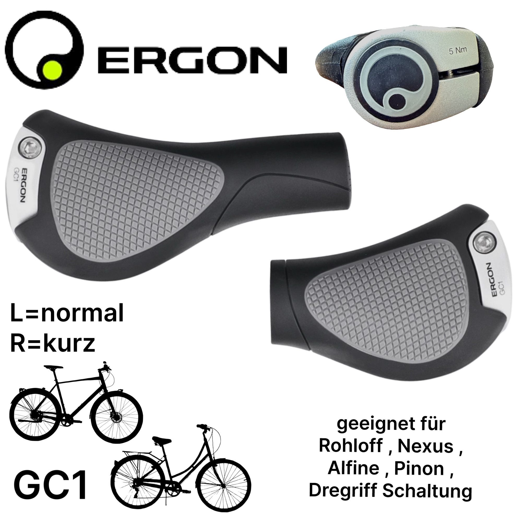 Ergon Fahrradlenker Ergon GC1 Rohloff / Nexus City Ergo Fahrrad komfort Griffe Ebike Tour