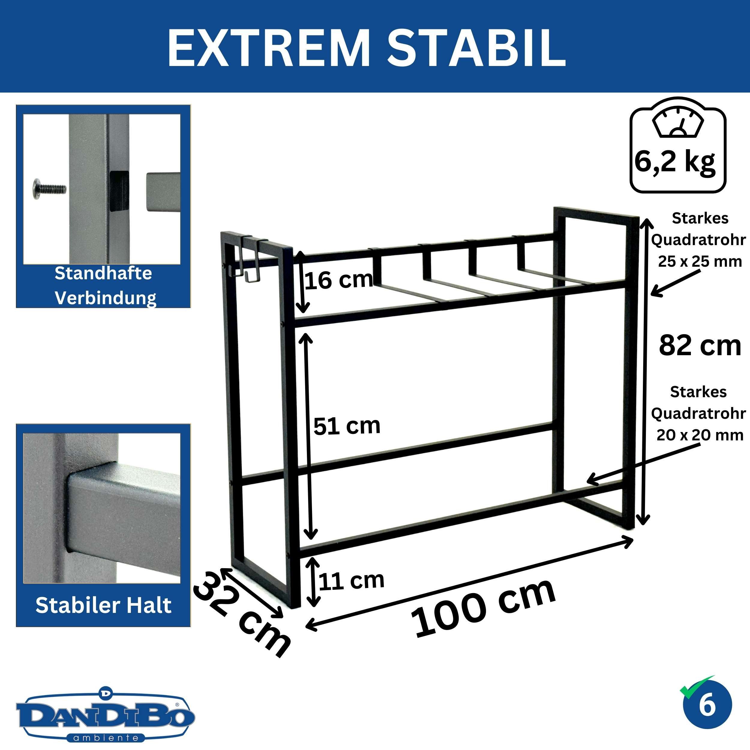 DanDiBo Kastenständer 100 cm Metall 96598 Getränkeregal Kistenregal Getränkekistenhalter, Getränkeregal inkl. Aufhängehaken und Ablagehaken für Pfand, Getränkekistenhalter Metall Bierkistenregal Regal Kisten