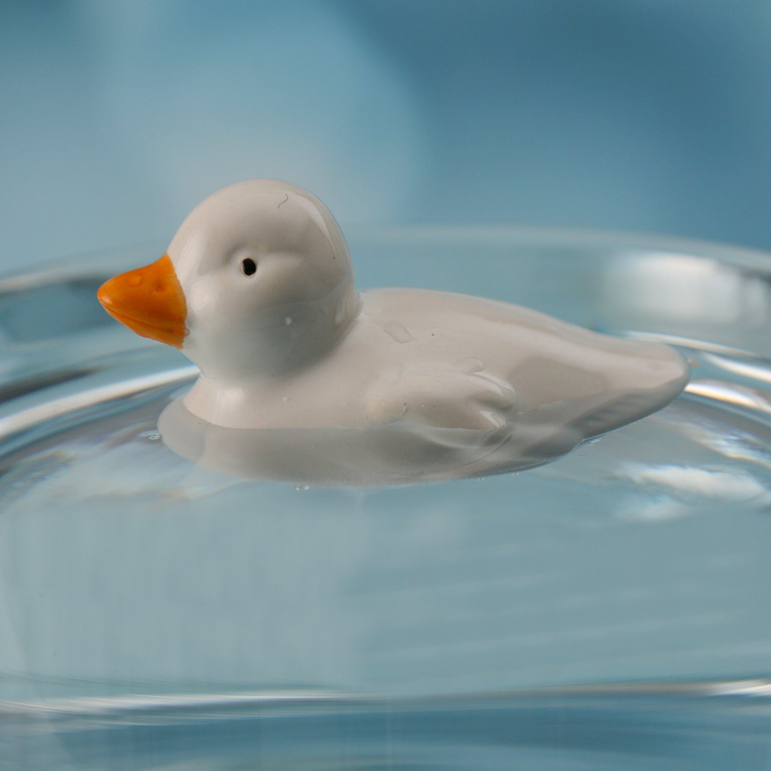 MARELIDA Tierfigur Teichdeko Ente Dekofigur schwimmend Porzellan weiß Dekoente L: 9,7cm (1 St)