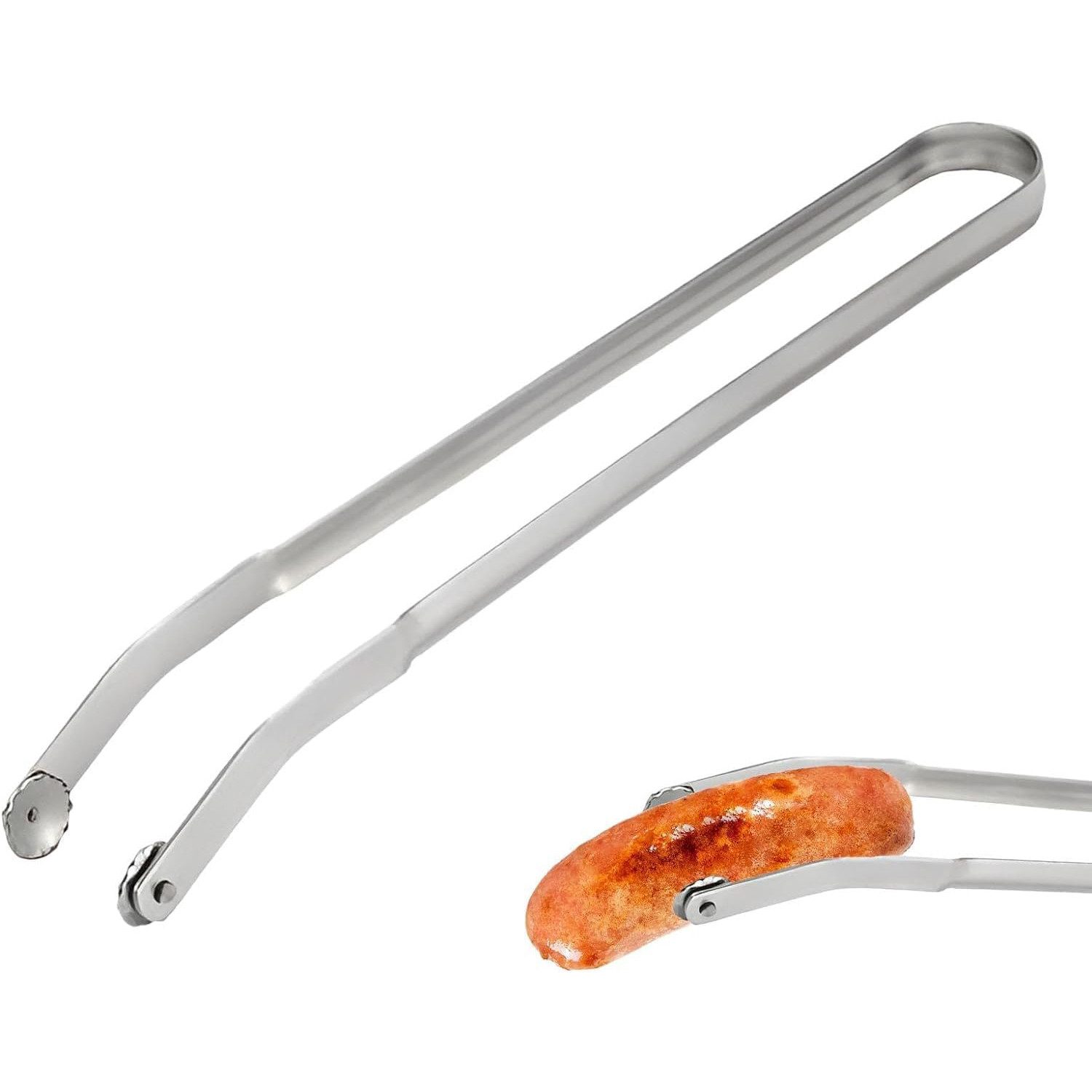 Grillzange BBQ Grillzange Drehbar, Wurst Grillzange Edelstahl mit Rädchen 38cm