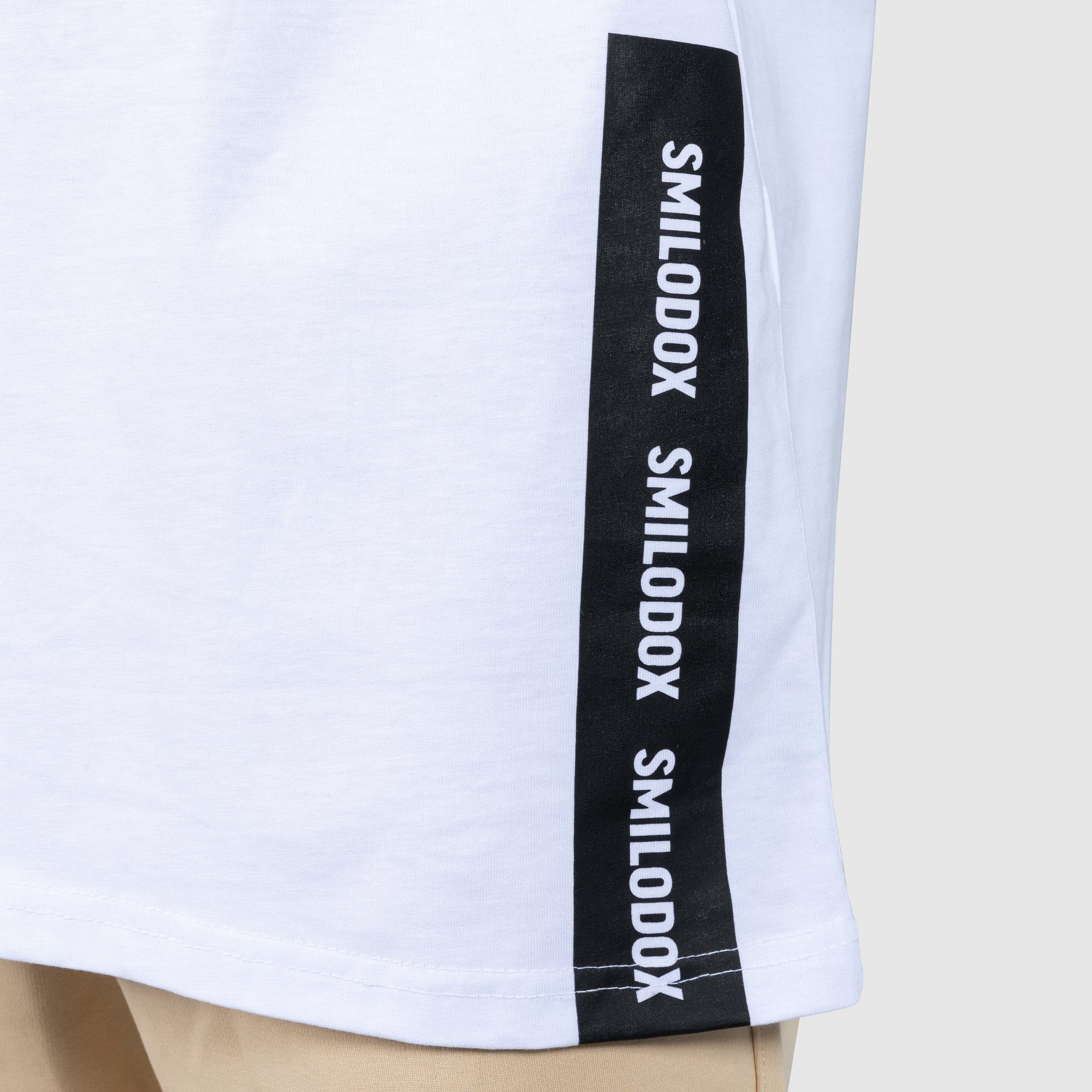 100% John Weiß T-Shirt Smilodox Oversize, Baumwolle