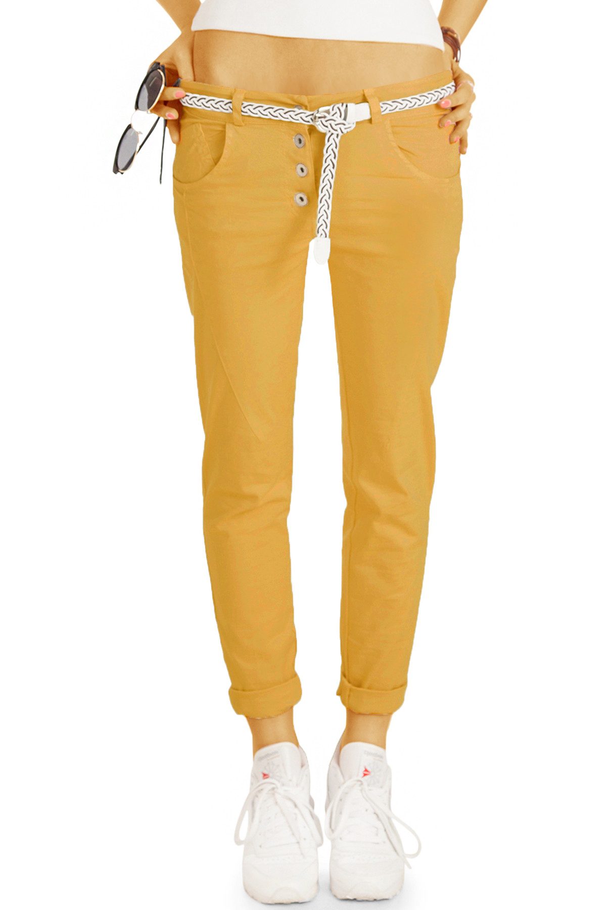 be styled Chinohose Матерчатые брюки mit Gürtel - legere hüftige Чиносы - Damen - h18a in Unifarben