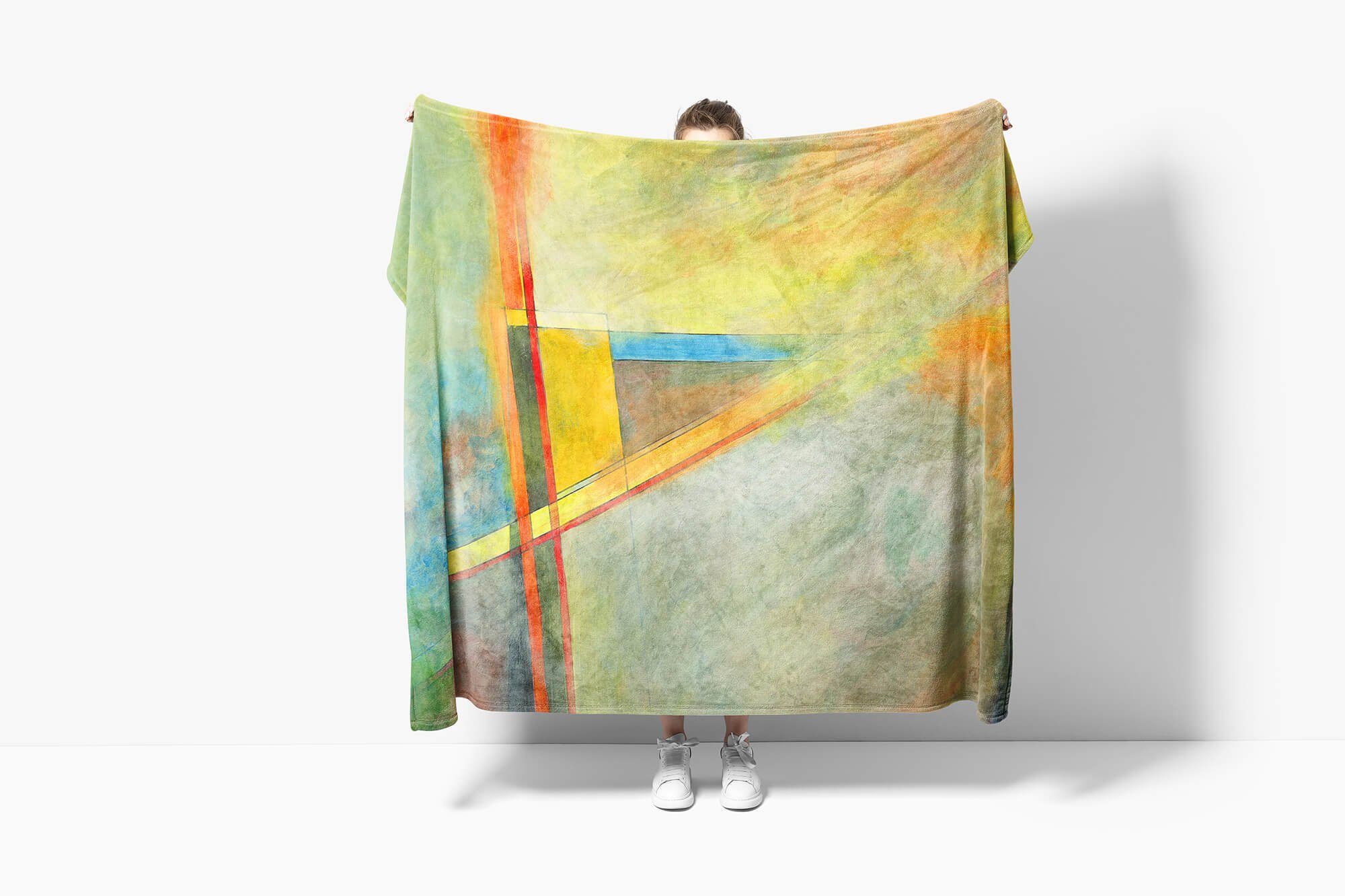 Fotomotiv Farben (1-St), Formen, mit Handtuch Handtücher Strandhandtuch Saunatuch Art Handtuch Abstrakt Sinus Kuscheldecke Baumwolle-Polyester-Mix