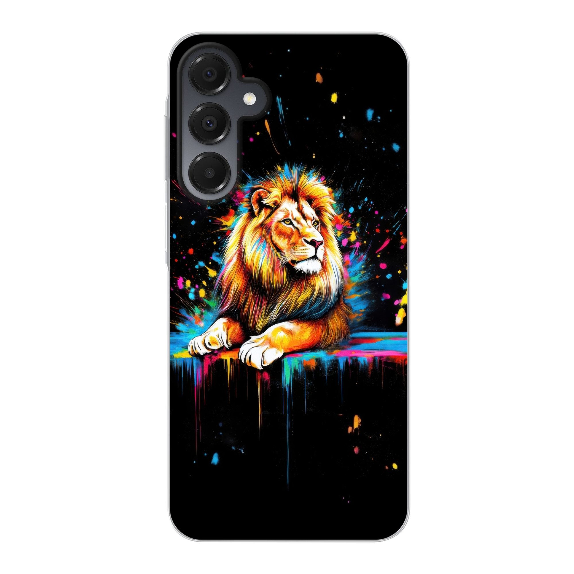 MuchoWow Handyhülle für Samsung Galaxy A16 5G Löwe - Bunt - Spritzer, Phone Case, Silikon, Schutzhülle Dünn