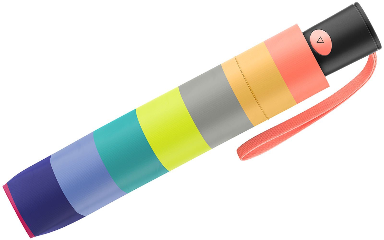 Taschenregenschirm Handschlaufe-lachs United salmon, of die bunter Auf-Automatik Multistripe Trendfarben Colors - Mischung Mini in mit fresh Benetton