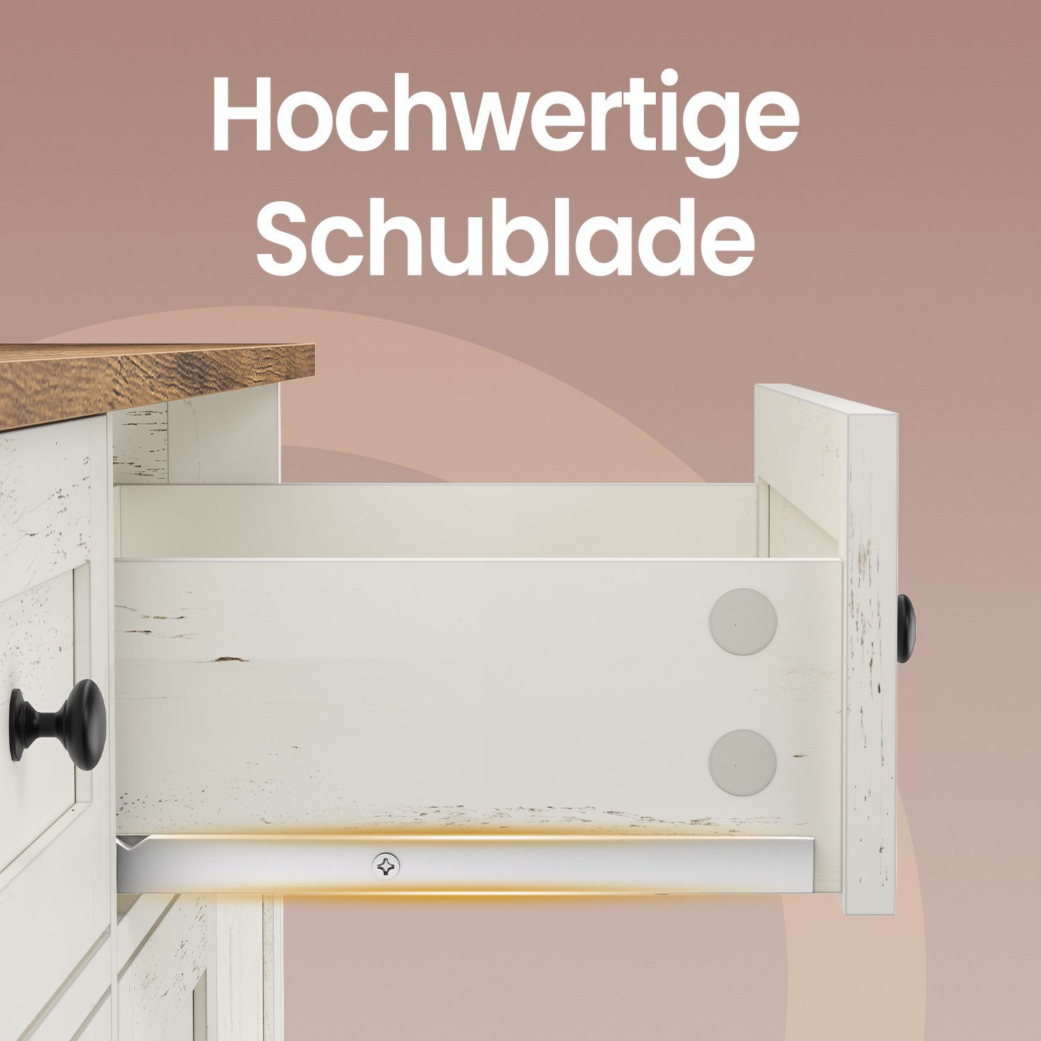 VASAGLE Buffet Aufbewahrungsschrank, Küchenschrank im Landhausstil, Sideboard Küchenschrank im Landhausstil mit Schublade