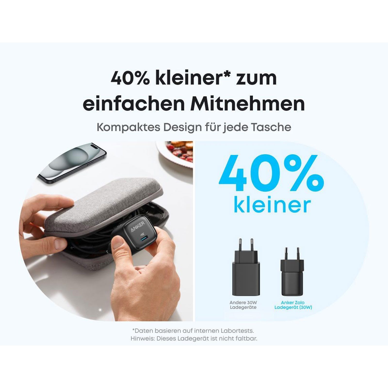 Anker Zolo 30W Ladegerät Ladestation (PIQ 3.0 PPS Schnellladen, Niedrigtemperatur-Technologie)