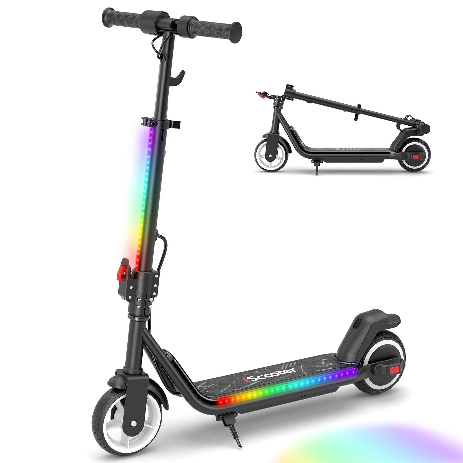 iscooter Elektro-Kinderroller E-Scooter für Kinder 6-12 Jahren, bis zu 13 km,4.5Ah, (1-tlg), 19km/h,Bunte Lichter,stilvolles Design