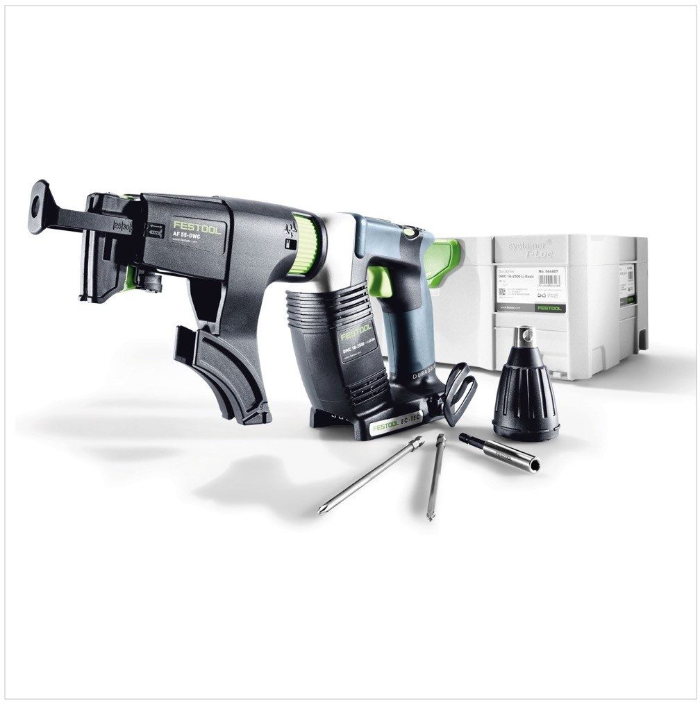 FESTOOL Akku-Trockenbauschrauber DWC 18-2500 Li-Basic DURADRIVE Akku Bauschrauber 18V (574742) 18Nm