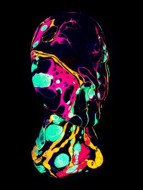 PSYWORK Dekofigur Schwarzlicht Deko Kopf "Glowhead" Schwarz-Multicolor, UV-aktiv, leuchtet unter Schwarzlicht