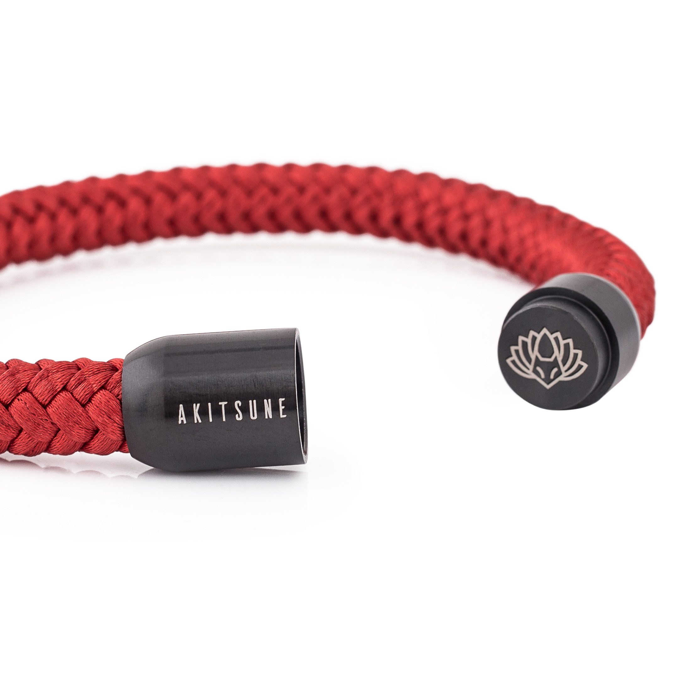 Akitsune Armband Portus Segeltau-Armband Schwarz-Weinrot 19cm
