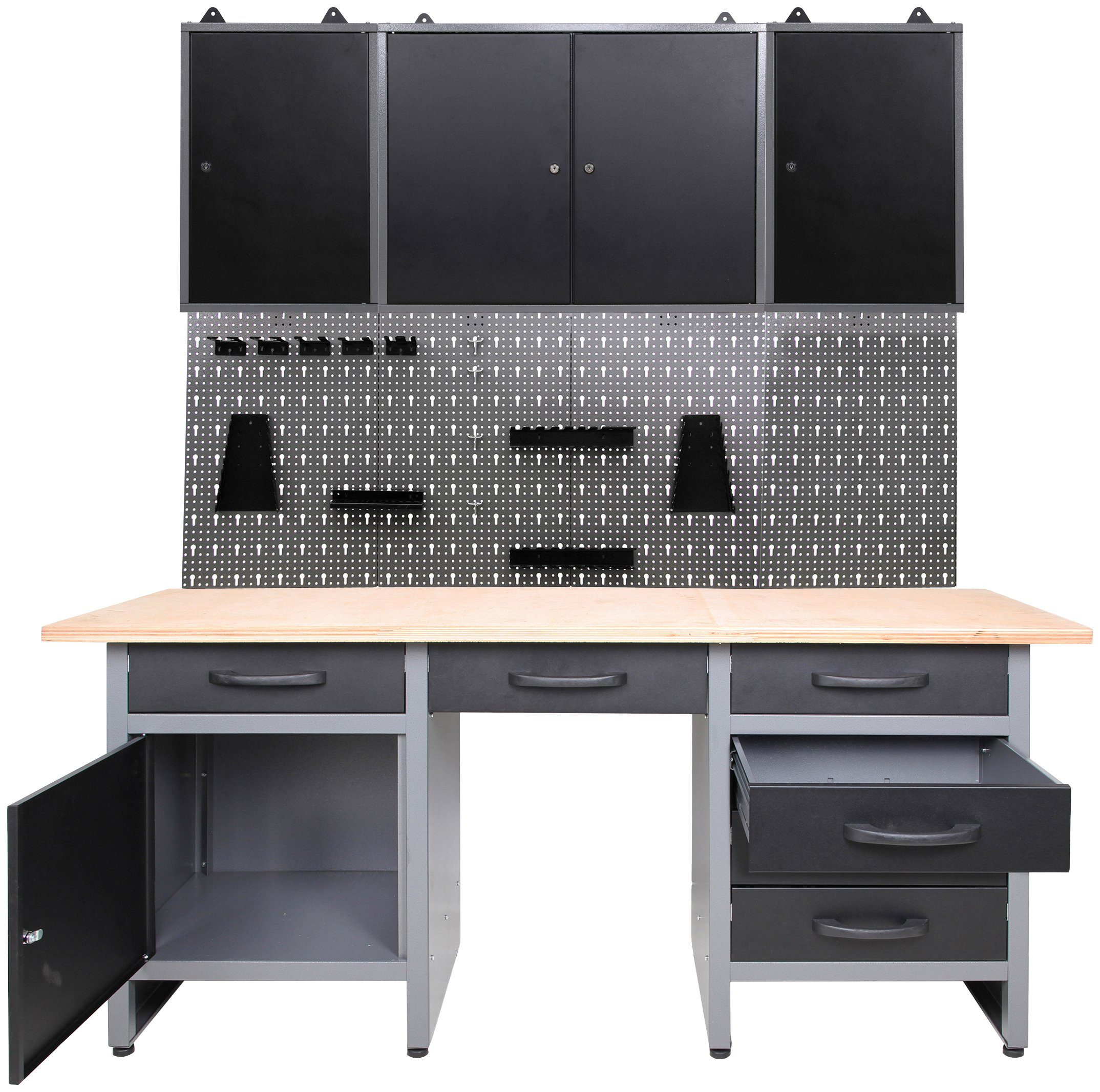 cm 1x Werkstatt-Set, cm, cm, 42x60x20 Euroloch-Rückwand ONDIS24 Abschließbar, (B/H/T): 2x 160 80x60x20 mit ca.