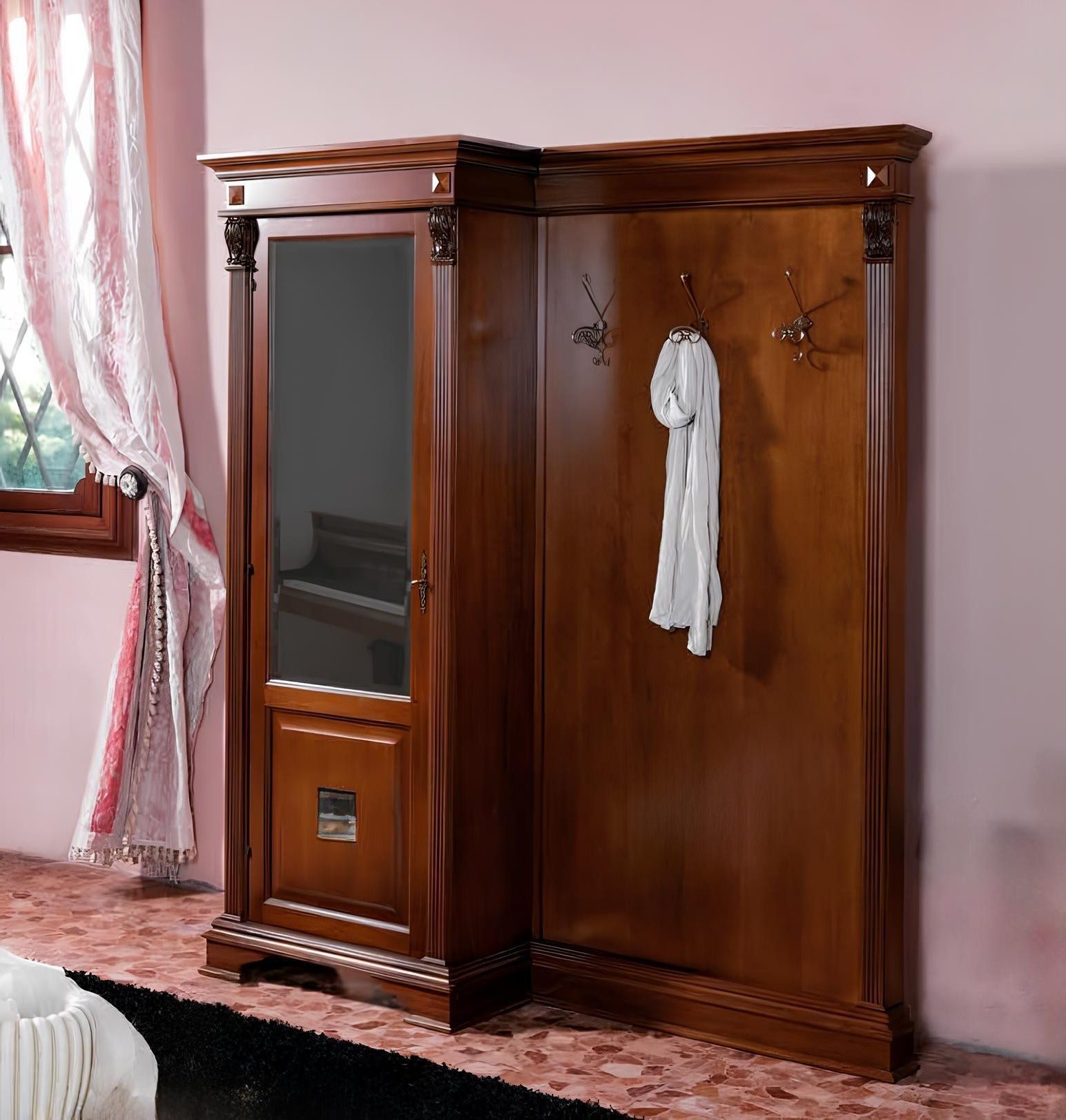 Xlmoebel Wandgarderobe Flur Garderobe Set mit Schrank und Paneel im Landhausstil (Garderoben-Set, 1 St., Garderobe-Set mit Schrank & Paneel), Made in Europa
