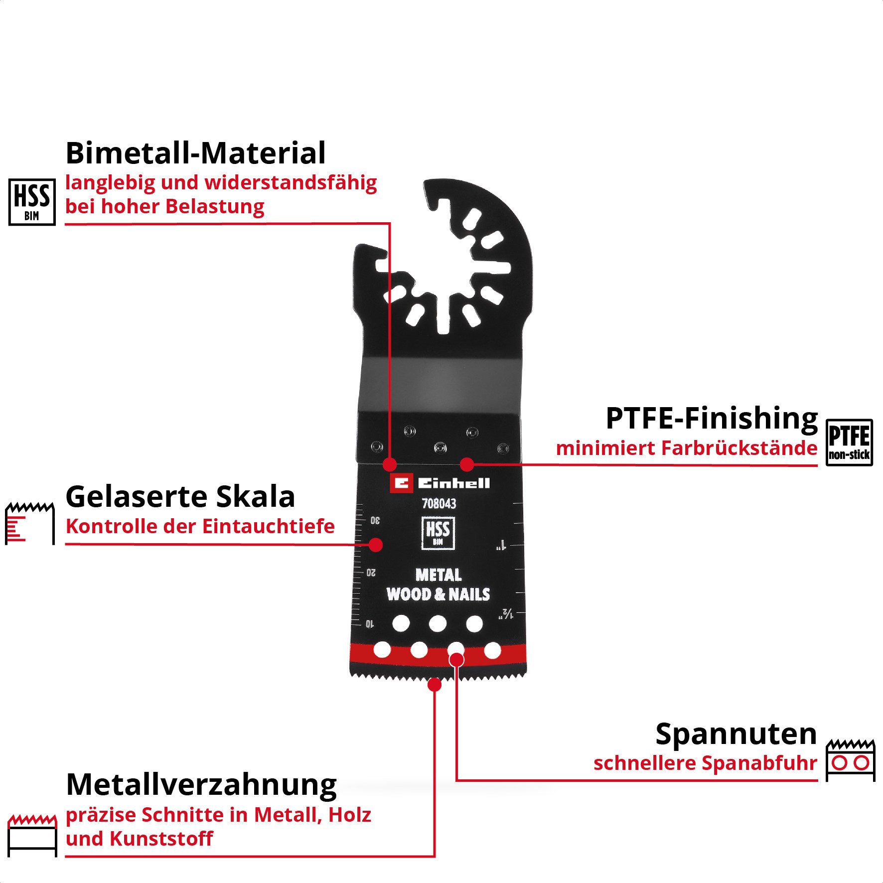 Einhell Sägeblatt Original Einhell Tauchsägeblatt aus Bi-Metall für Metall- und Holzbear, Original Einhell Tauchsägeblatt aus Bi-Metall für Metall- und Holzbear
