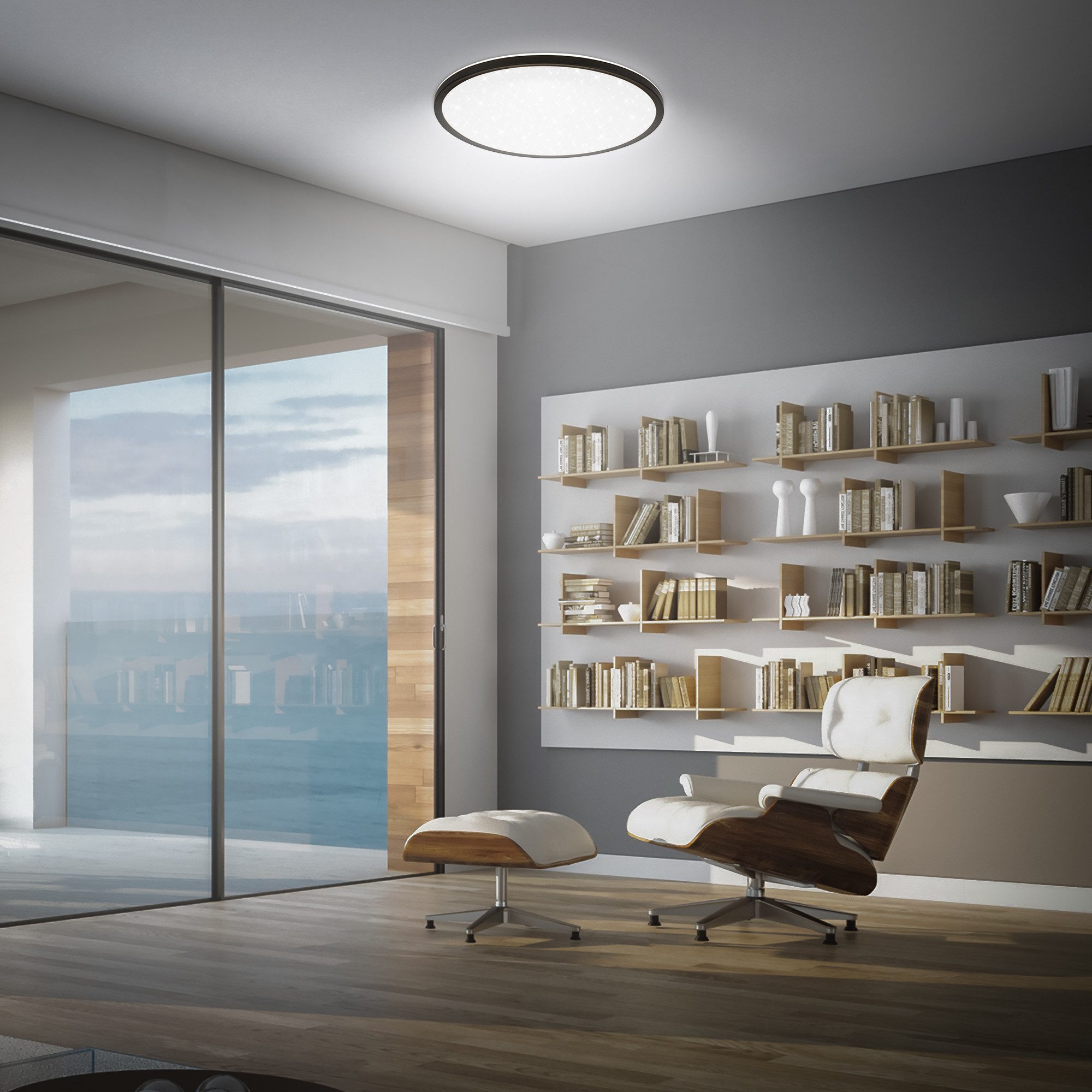 Briloner Leuchten LED Deckenleuchte Sternenhimmel-Effekt indirektes Licht Flaches Design, On/Off, LED fest integriert