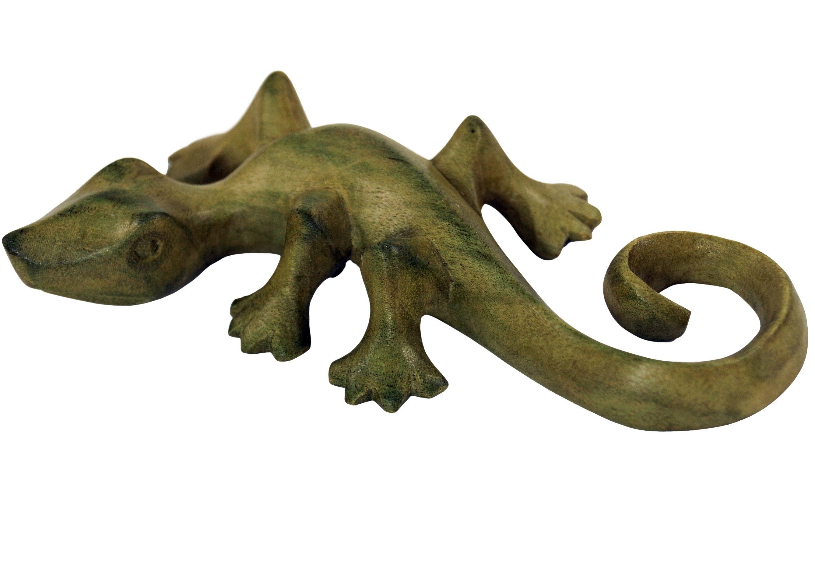 Kleine -.. Holzfigur, Gecko Guru-Shop Tierfigur Dekofigur Figur, Deko