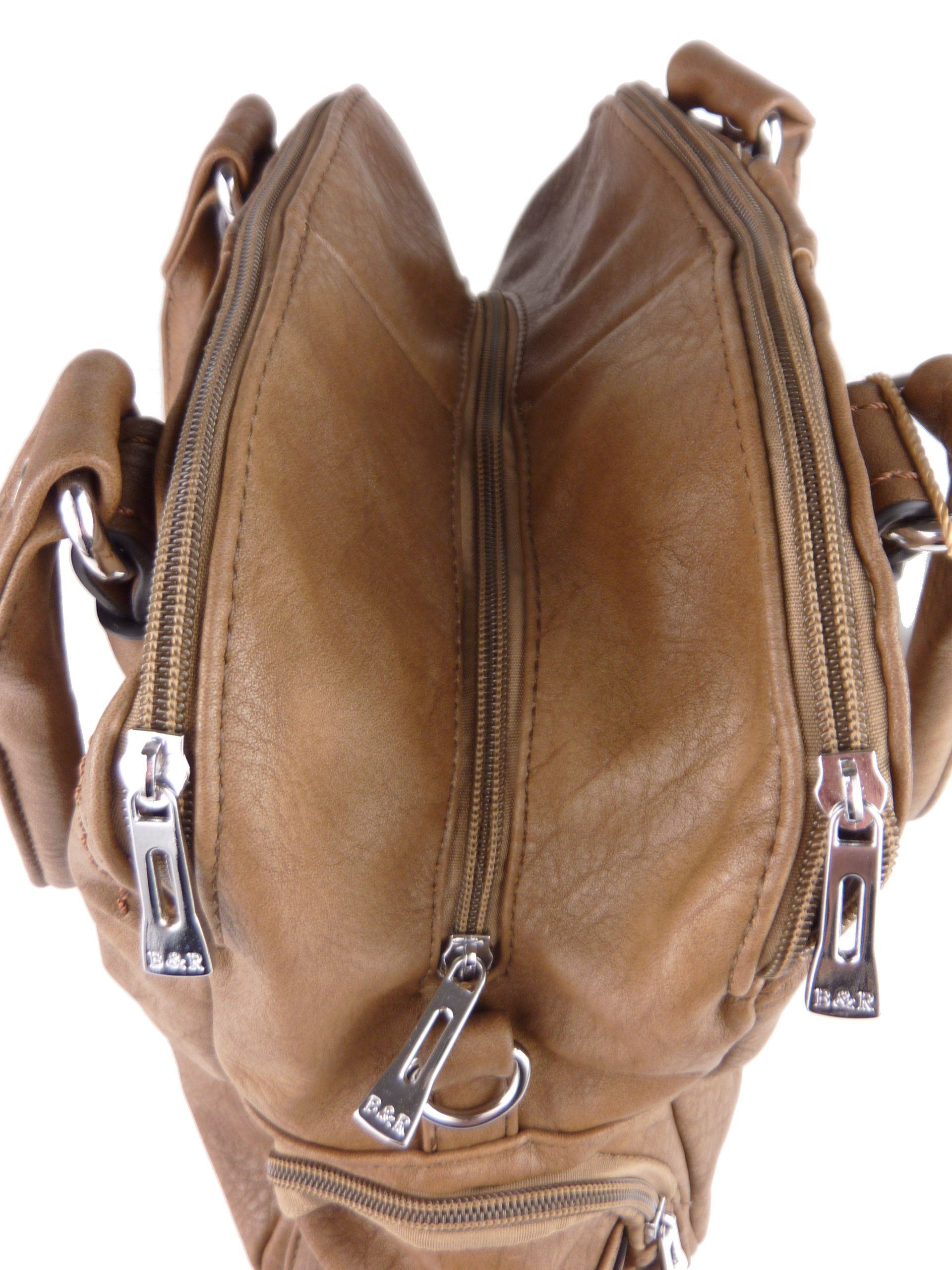 Taschen4life Handtasche klassiche Handtasche T25 mud langen Schulterriemen, bag, Tote & mit sportlich, Schultertasche, & elegant Tragegriffen hobo color