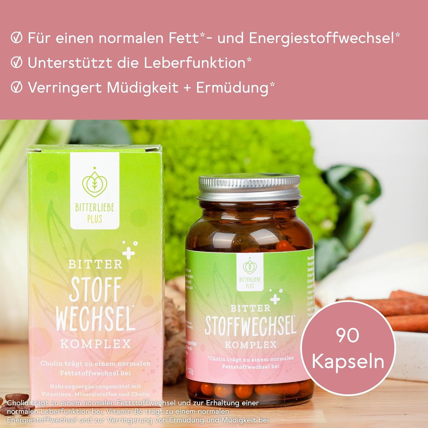BitterLIebe - Stoffwechsel Komplex - Stoffwechselkur mit Cholin, Zink & Vitamine - Kapseln