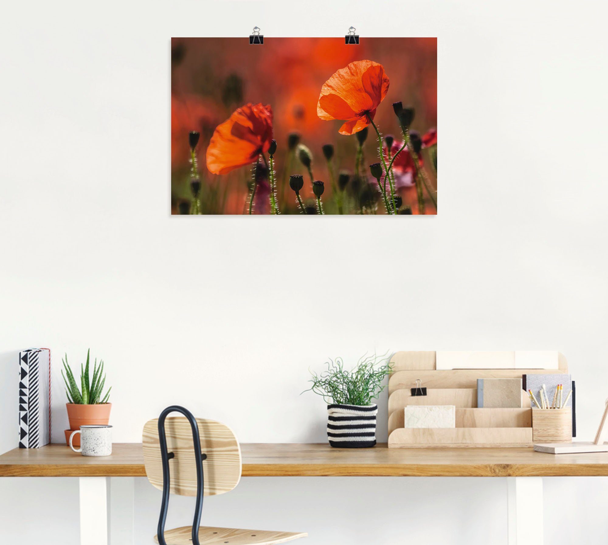 versch. als Provence, St), Poster Wandaufkleber Mohnblumen Rote in Wandbild Leinwandbild, Alubild, (1 Größen oder in Blumenbilder der Artland