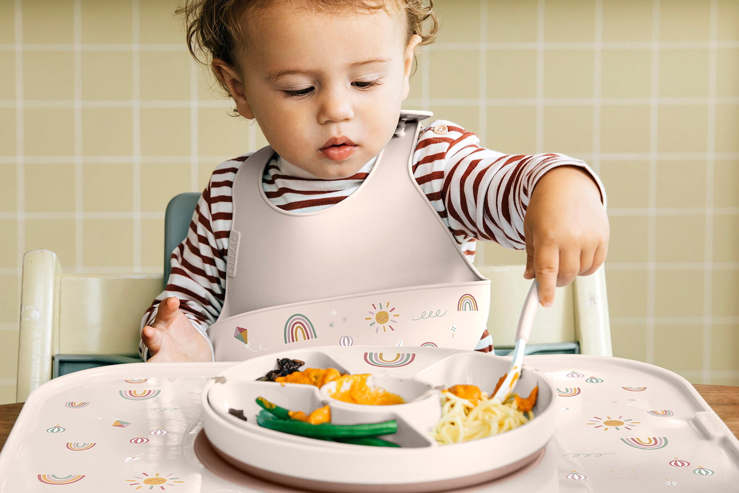 Mepal Kinderbesteck Mepal Mio Kinderteller mit Unterteilung - Sunshine & Rainbow