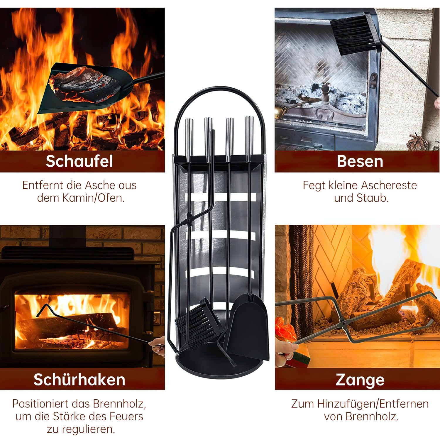 SURFOU Kamingarnitur Kaminbesteck Set 5 Teilige günstig online kaufen