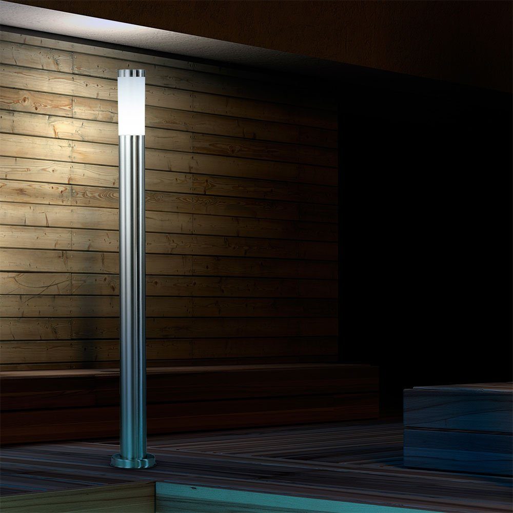 LED Leuchte Außen-Stehlampe, Beleuchtung Weg Lampe Außen Sockel Steh Edelstahl Warmweiß, inklusive, Leuchtmittel etc-shop Stand