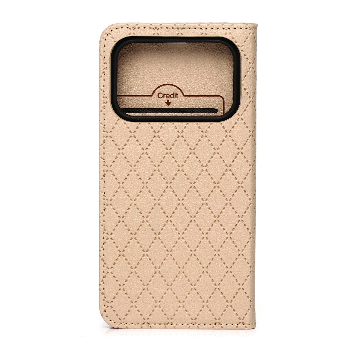 COFI 1453 Handyhülle Smart Caro für Honor Honor 600 Lite Beige Wallet Karomuster 6,6, Karomuster mit Kartenfach und Standfunktion
