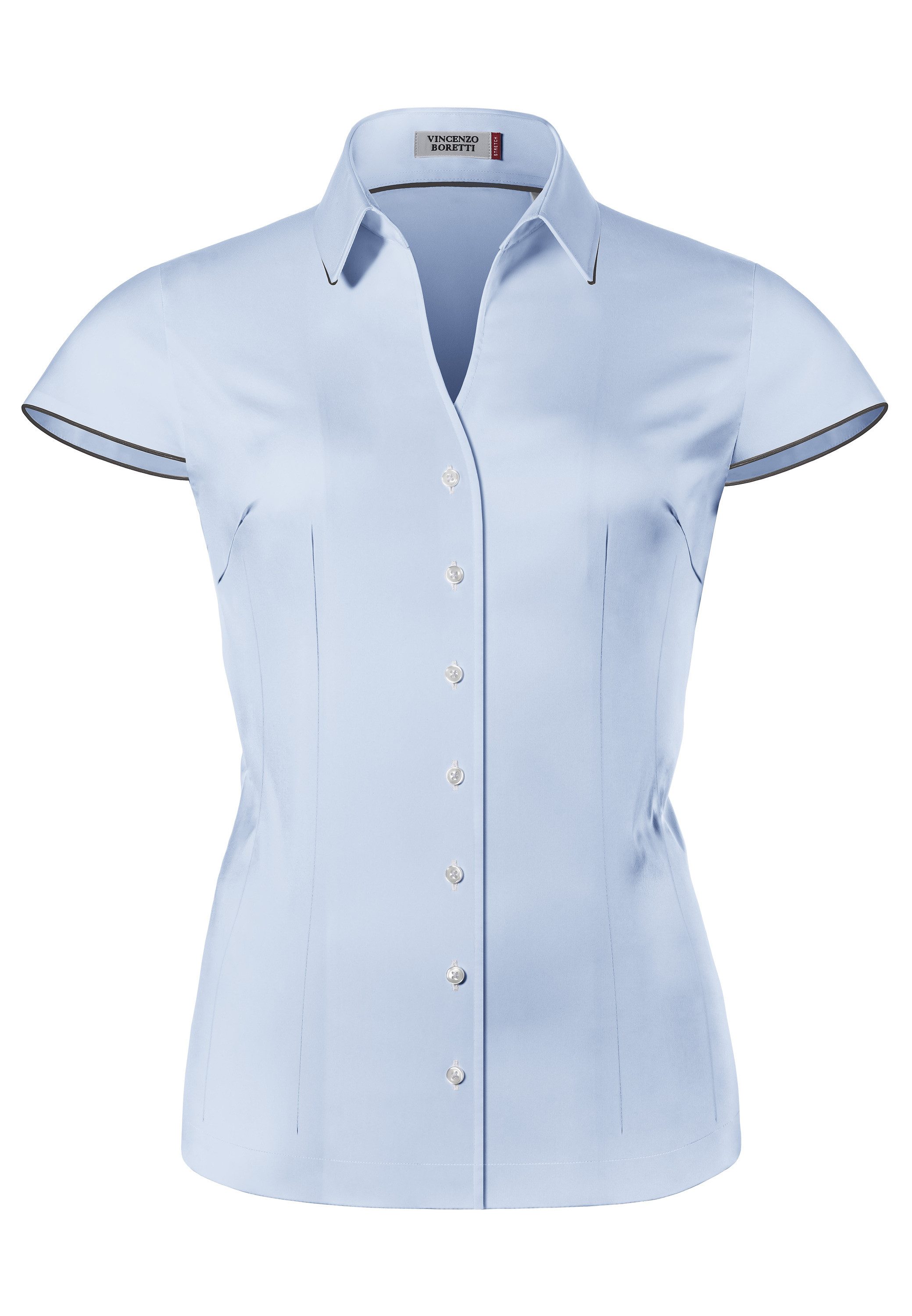 Klassische Bluse tailliert stretch Kurzarm