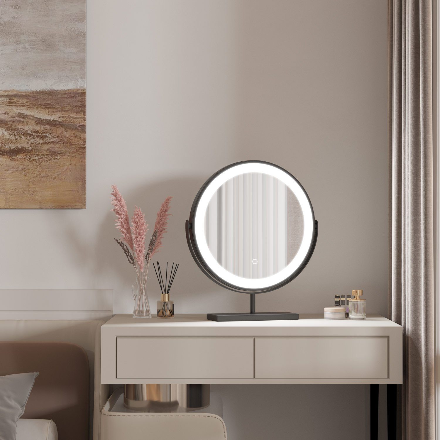 duschspa Kosmetikspiegel Schminkspiegel LED Kosmetikspiegel mit Beleuchtung Tischspiegel, mit Touch, 3 Lichtfarben Dimmbar, Memory-Helligkeit, 360° Drehbar