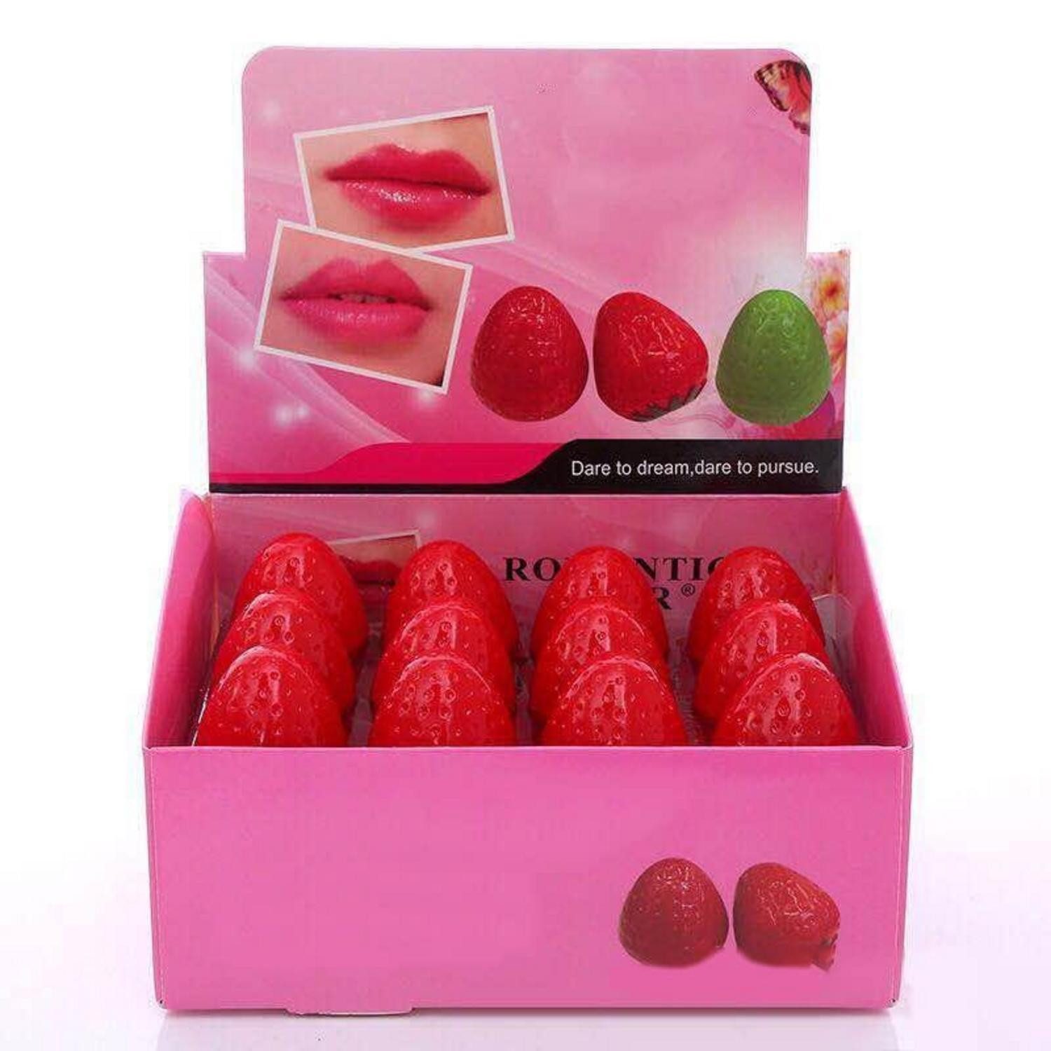 LuxusKollektion Lippenpflegemittel Lippenbalsam Erdbeerform 24Stk. Feuchtigkeitsspendend